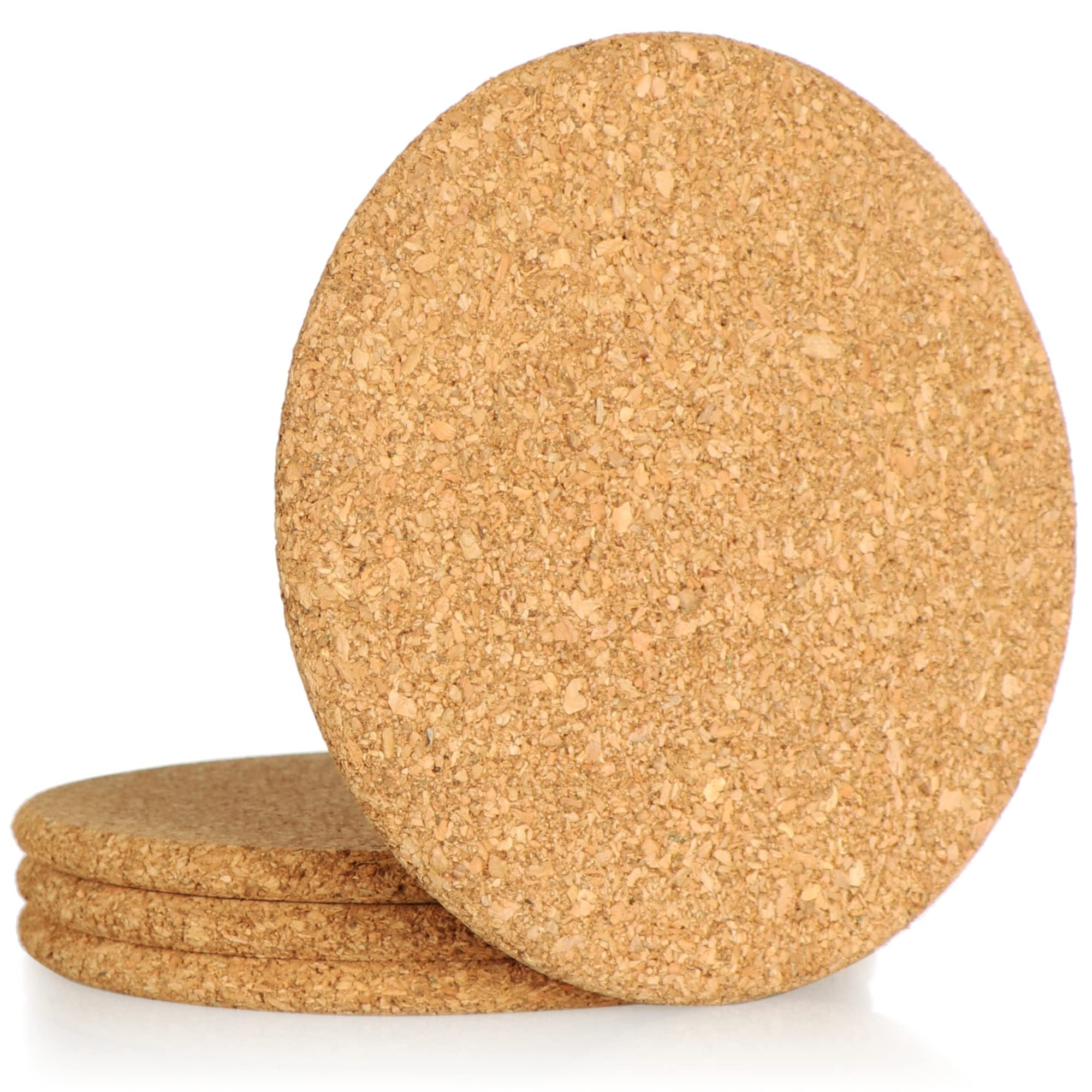 com-four® 4 x round cork pot coasters, diameter 19 x 1 cm, round coasters for pots, pans, kitchen and household, heat-resistant, very