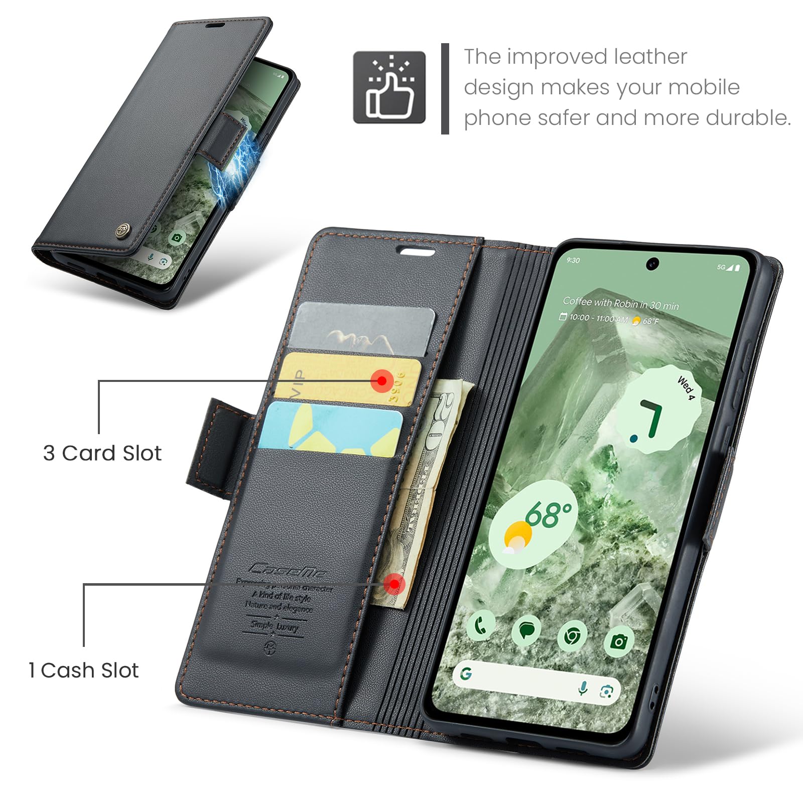 Custodia Portafoglio Per Google Pixel 8a - Pelle PU Con