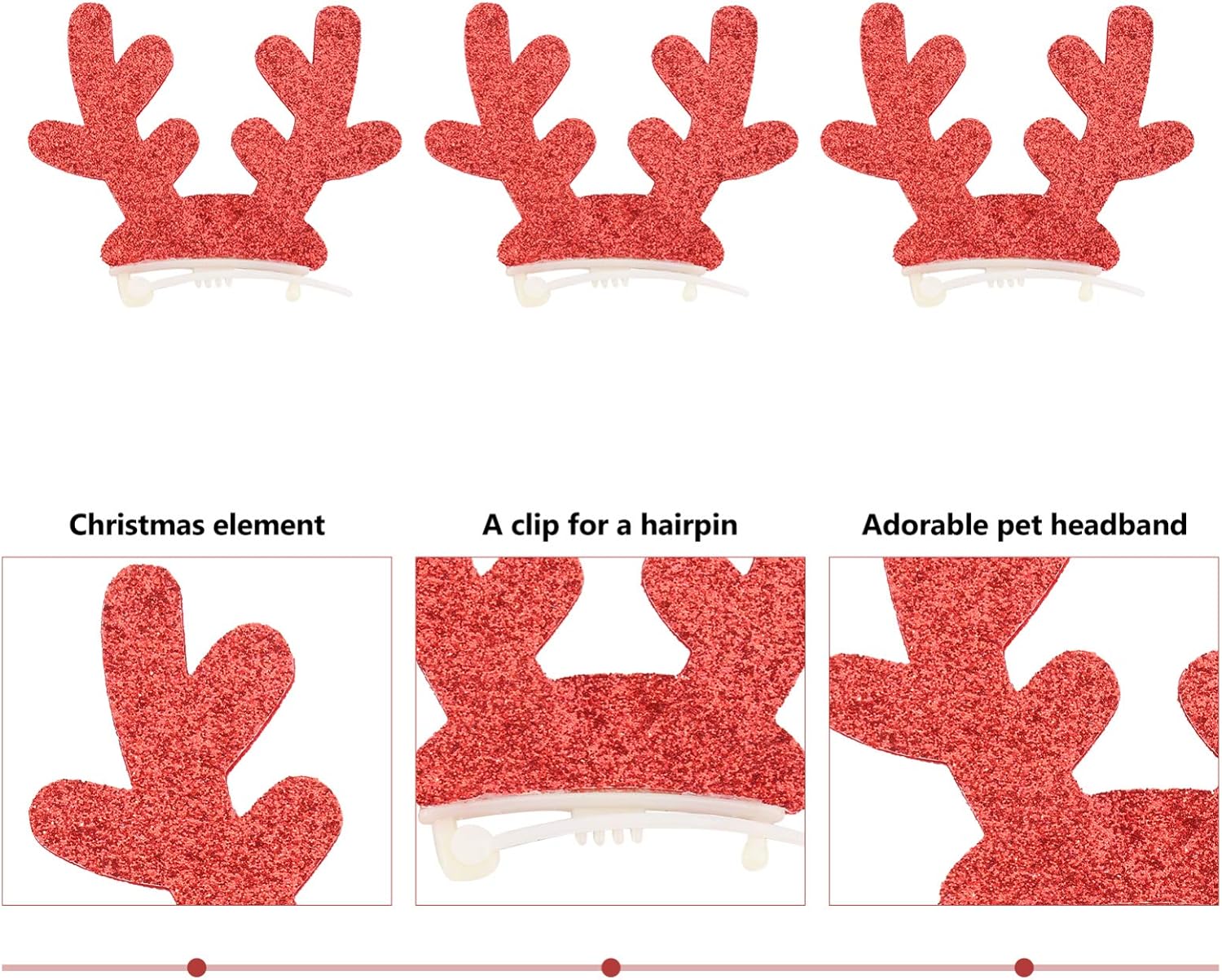 PRETYZOOM 3piezas Accesorios Para Mascotas Creativas Para Pelo Decoración Festiva Para Perros y Gatos Para Fotografía y Celebraciones De Navidad Rojo 8