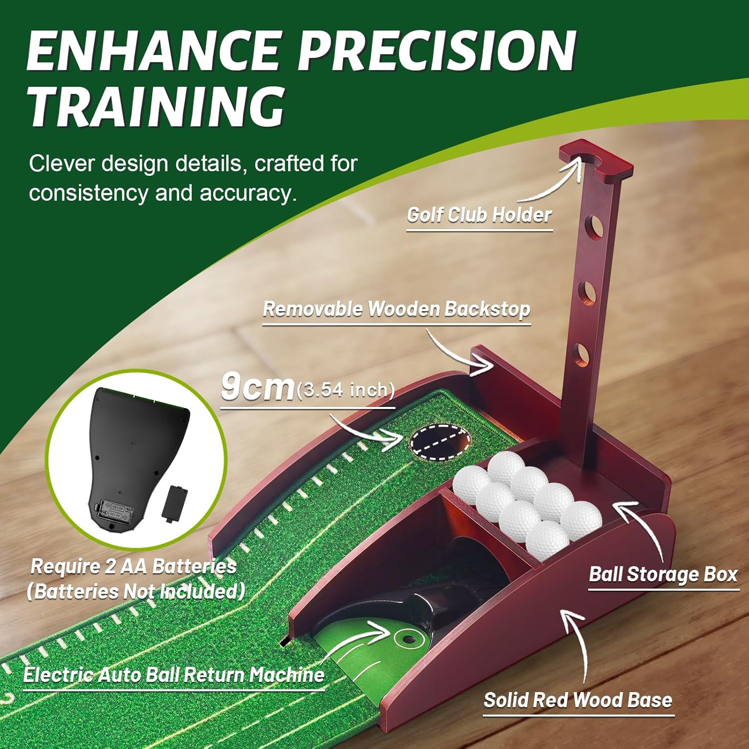Golf Putting Green for Indoors - Putting Mat with Automatic Ball Return Machine, Mini Golf Pratice Training Equipment at Home or Office, Birthday for Golfs Lovers Golfer Man