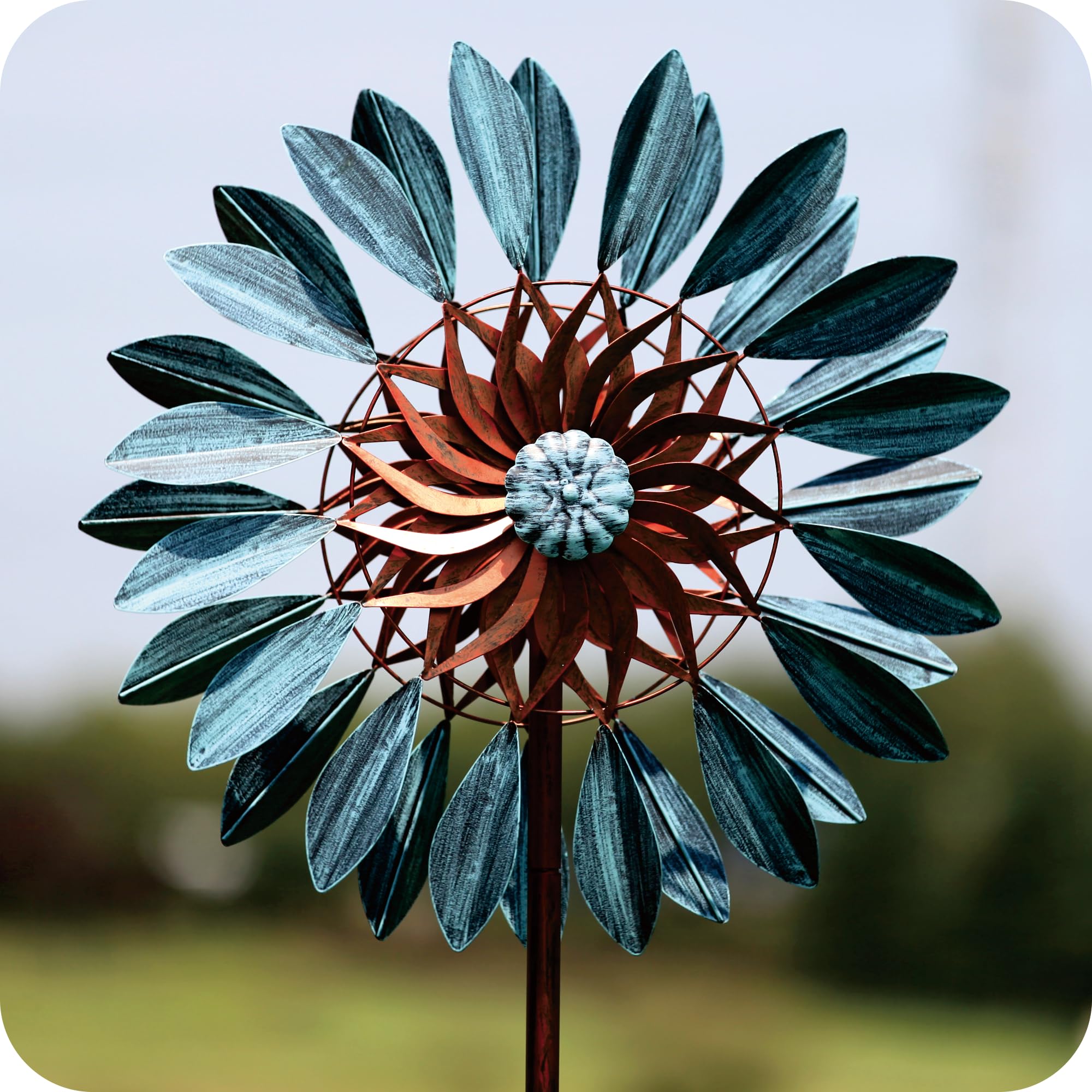 Metal Wind Spinner,84"*24", LARGE Garden Decor. Yard Lawn Patio Decoration&Ornament.Rust Proof Windmill. Outdoor Whirliging Wind Detector. Kinetic Art Wind Sculptures. Wind Garden Yard Decor.