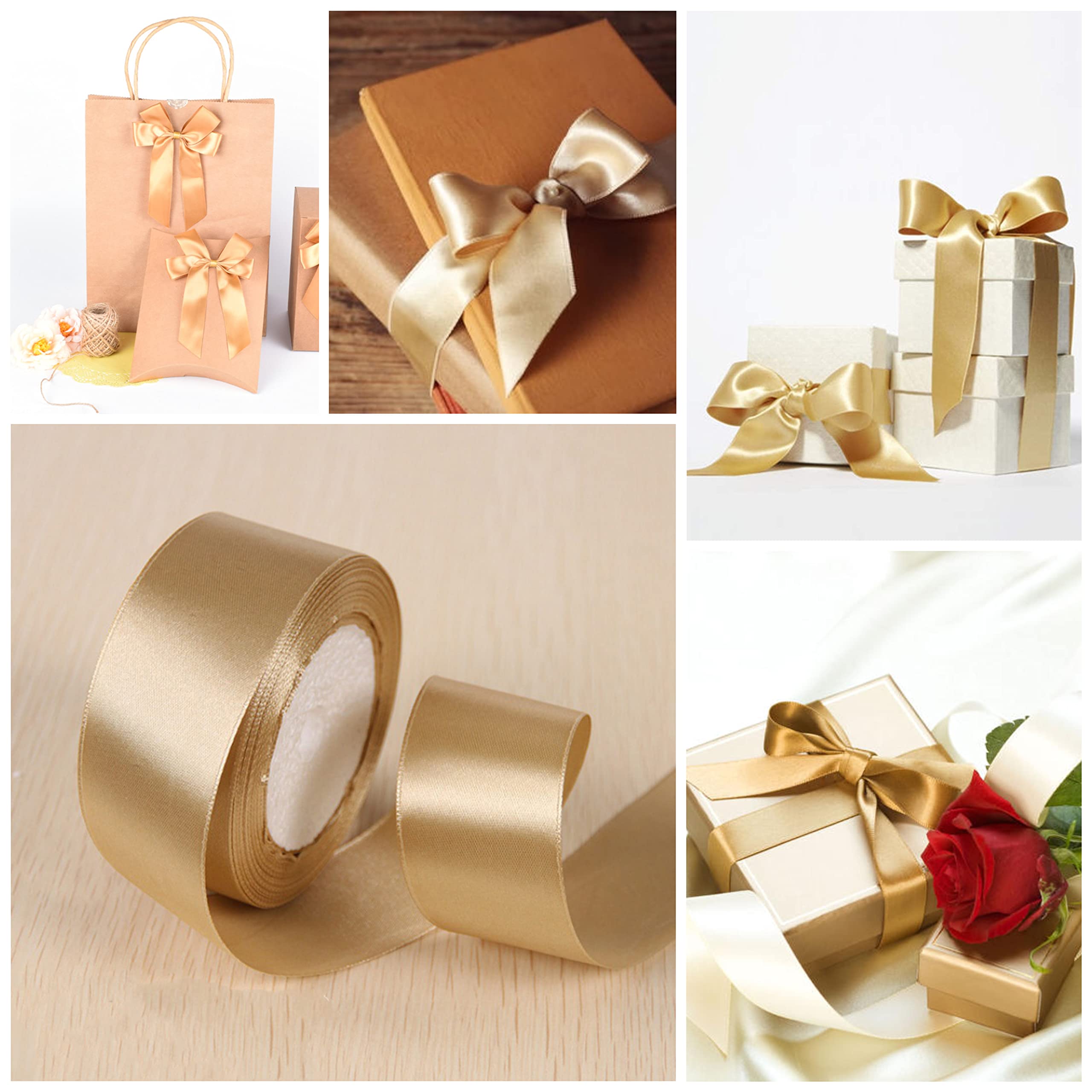 Satijnen lint donker goud 10 mm, 22 meter decoratief cadeaulint, breed lint, stoffen lint voor bruiloft, doop en verjaardagsgeschenken Satijnen lint donker goud 10 mm, 22 meter decoratief cadeaulint, breed lint, stoffen lint voor bruiloft, doop en verjaardagsgeschenken