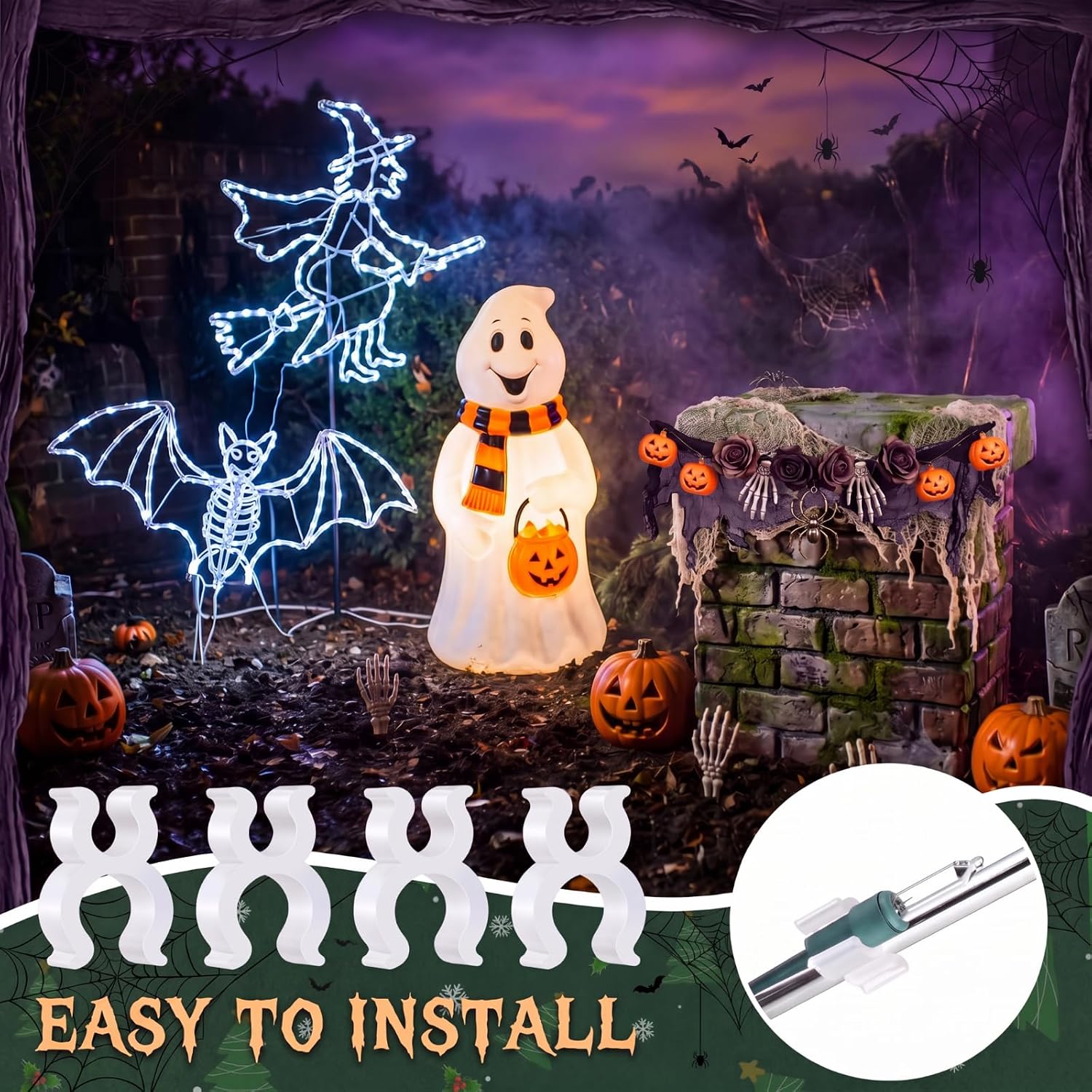 Geetery 3/16" Wire Frame Christmas Light Clip 3/16" Christmas Mini Deer Light Clip Outdoor for Metal Reindeer Xmas Outside Decoration (White,250 Pcs)