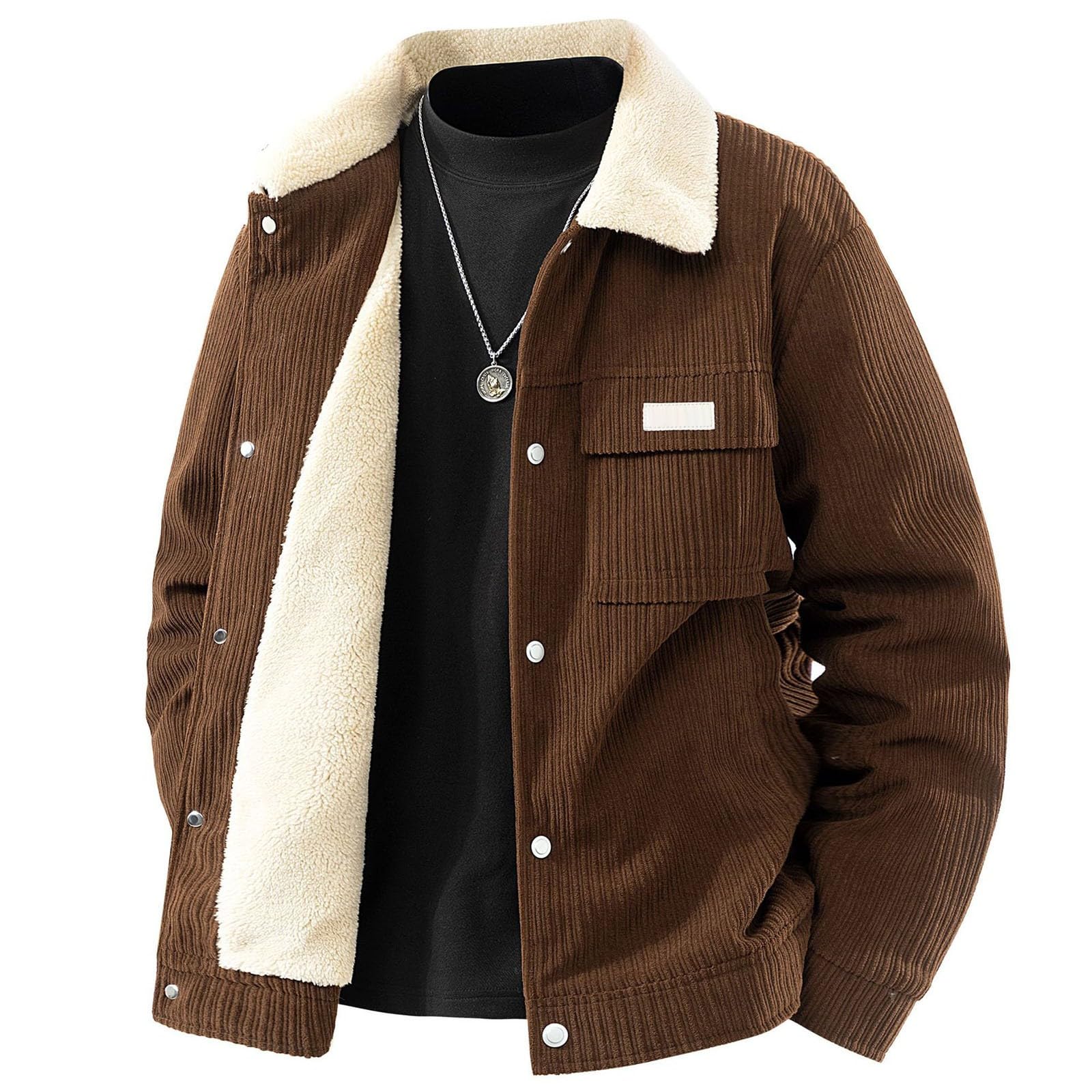 Generisch Giacca da baseball oversize in pile a coste da uomo