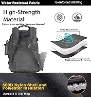 Vista 5 de Tactical Backpack Military Hiking Daypack - Molle Backpack for Men 3 Day Assault Pack Bug Out Bag for Camping (Grey)