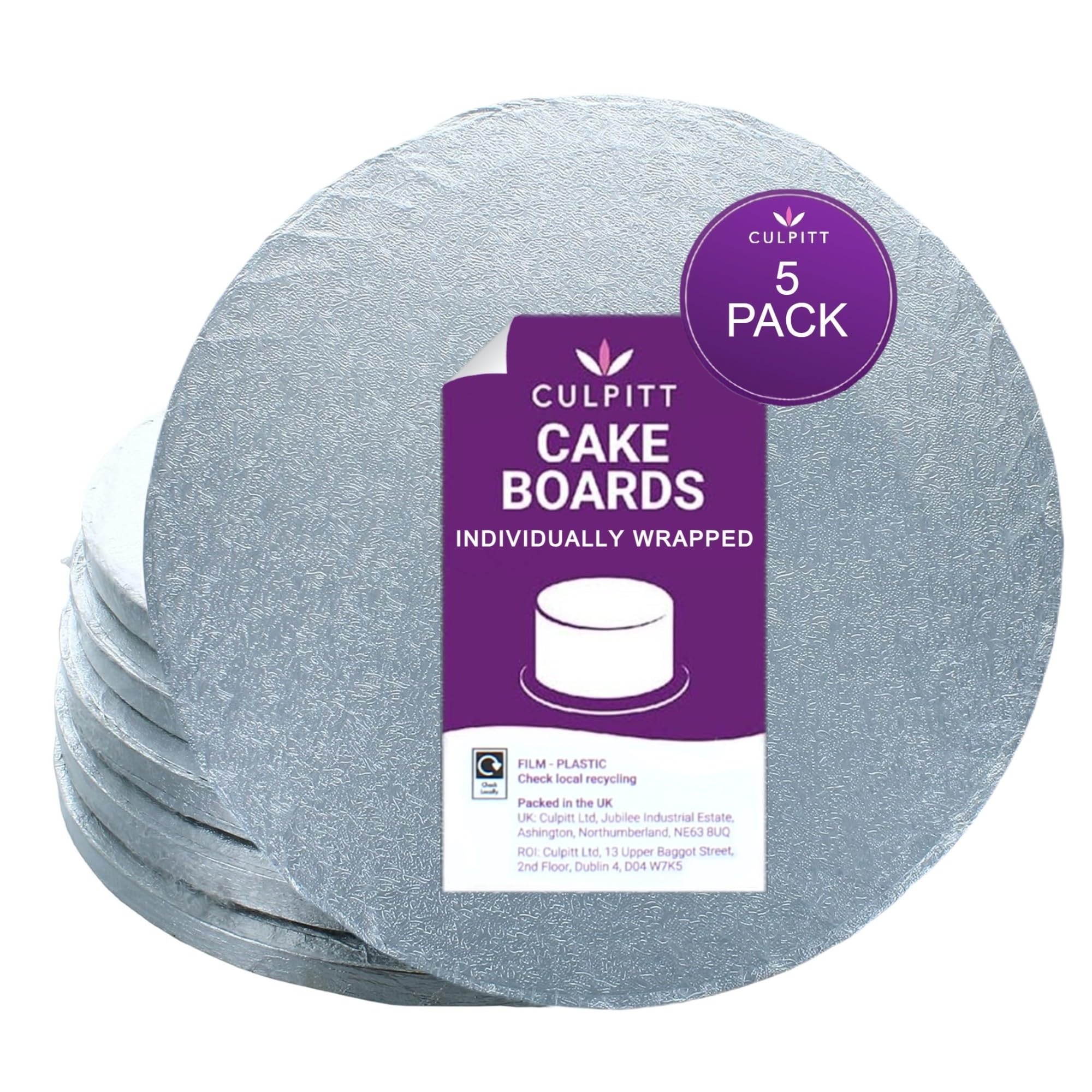 Culpitt 12in Round Silver Cake Drum Board 1pc Individually Wrapped New