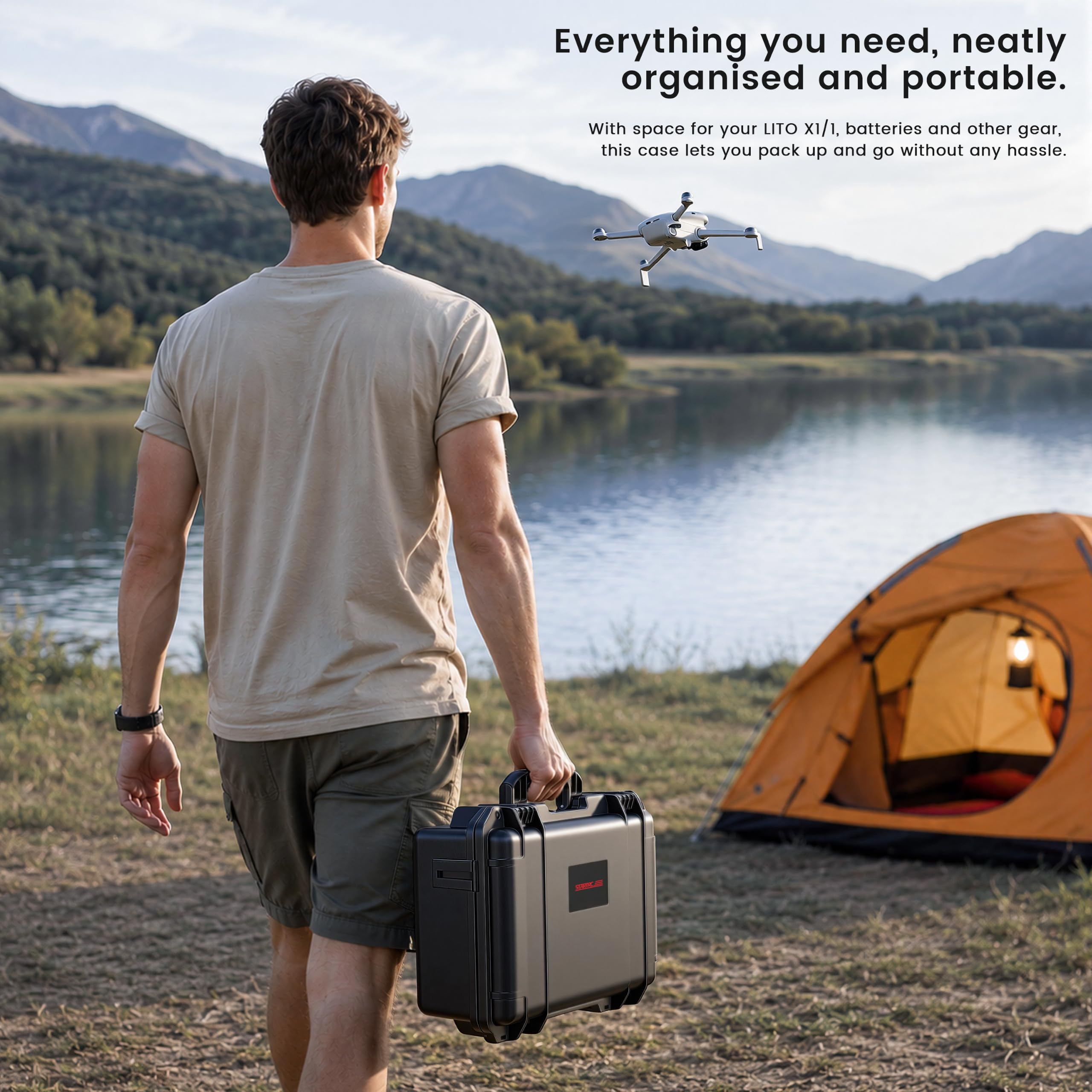 STARTRC Lito X1/1 Koffer, Wasserdichter Harter Tasche für DJI Lito X1/1 Fly More Combo Zubehör für DJI RC 2/RC-N3,4 Akkus & Lade-Hub Kleine Koffer