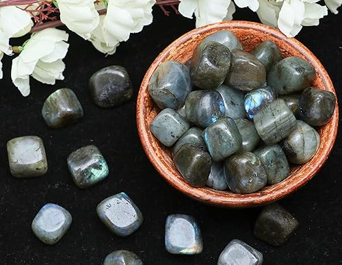 Miniatura 6 de Crocon Juego de piedras y cristales de labradorita de 1 libra de cristal natural a granel para cristales curativos de Reiki pulidos, piedras de