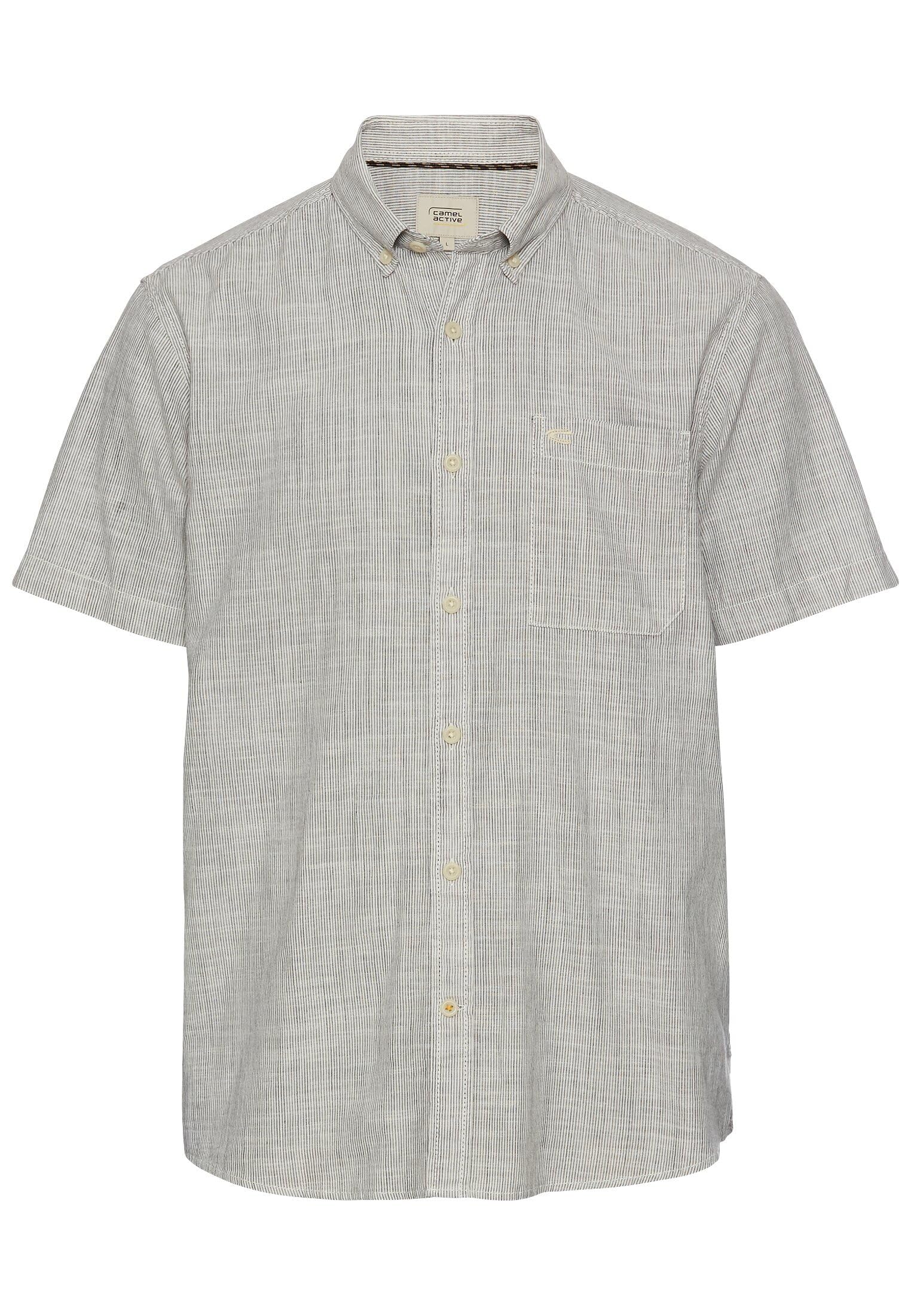 camel active Herren Kurzarm Hemd aus Baumwolle