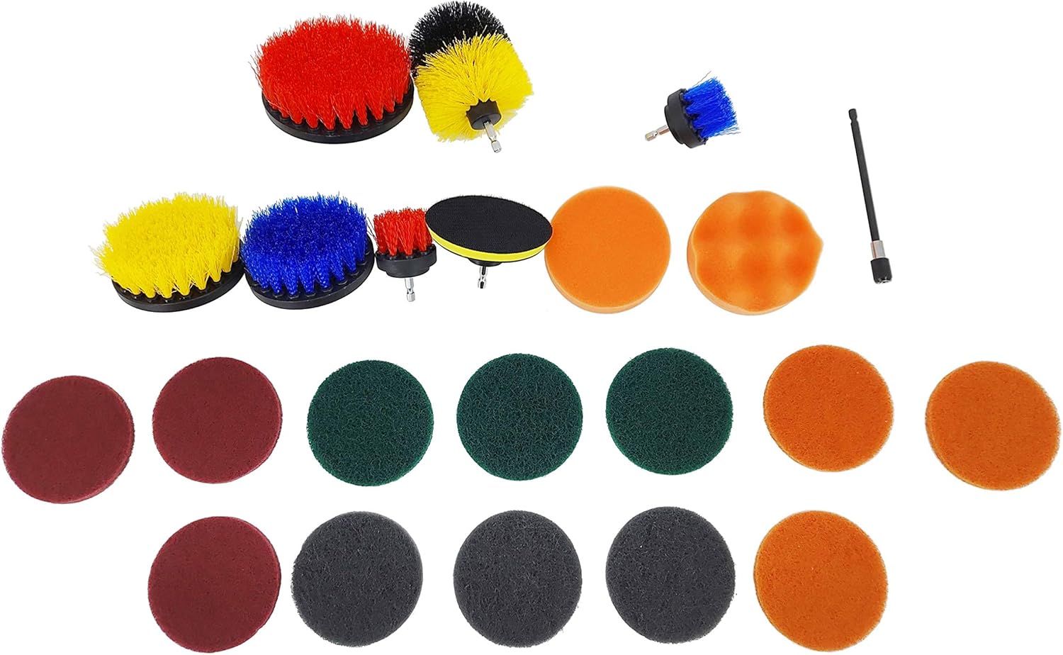 FixtureDisplays® 23-Piece Drill Brush Accessory kit, Powerful Cleaning Brush kit, Scrub Brush with Extended Attachment, Cleaning pad for, Sink, Floor, Wheel, Carpet, Yellow 15285NEW