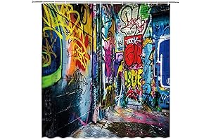 Vibrant Graffiti Shower Curtain: A Burst of Art for Your Bathroom