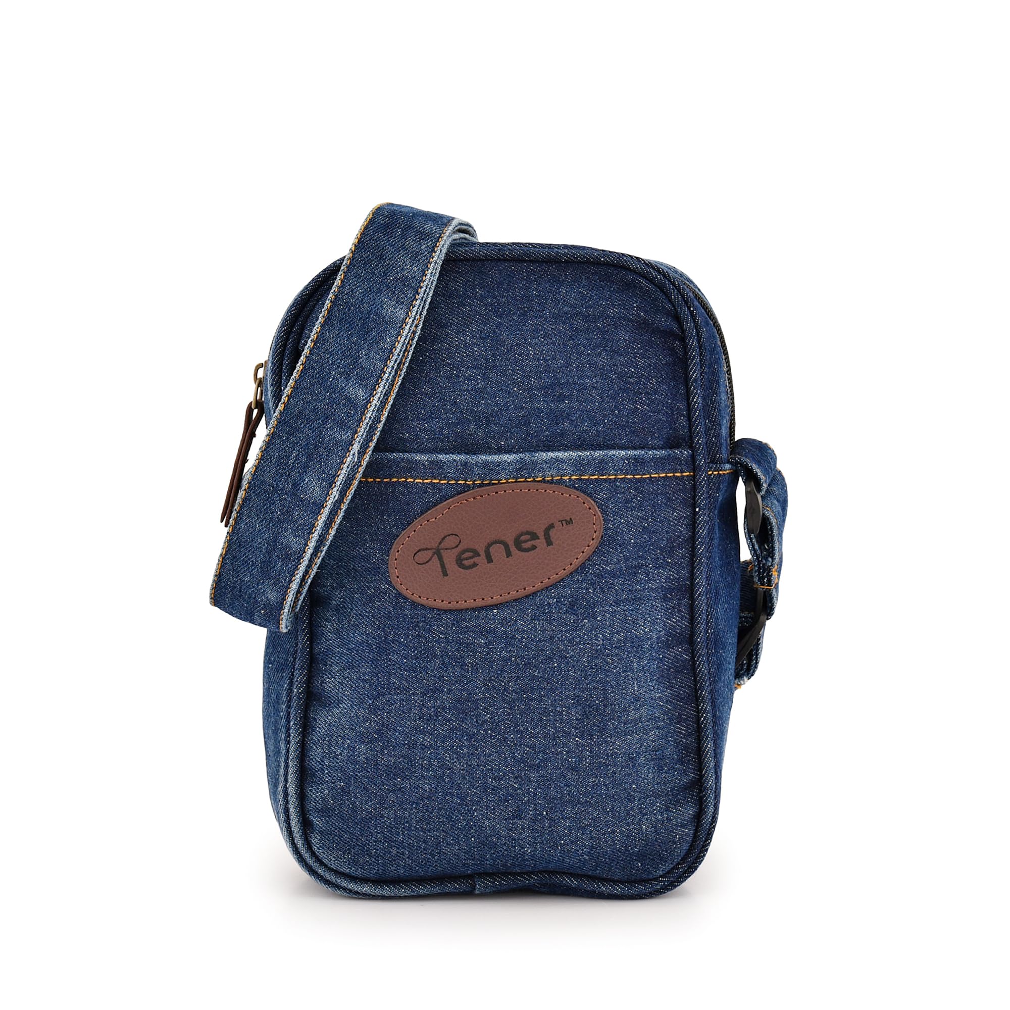 3L Denim Crossbody Sling Bag for Men & Women | Compact Enzyme Washed Shoulder Bag with Back Pocket | Small Travel Pouch – Denim Blue-image-15