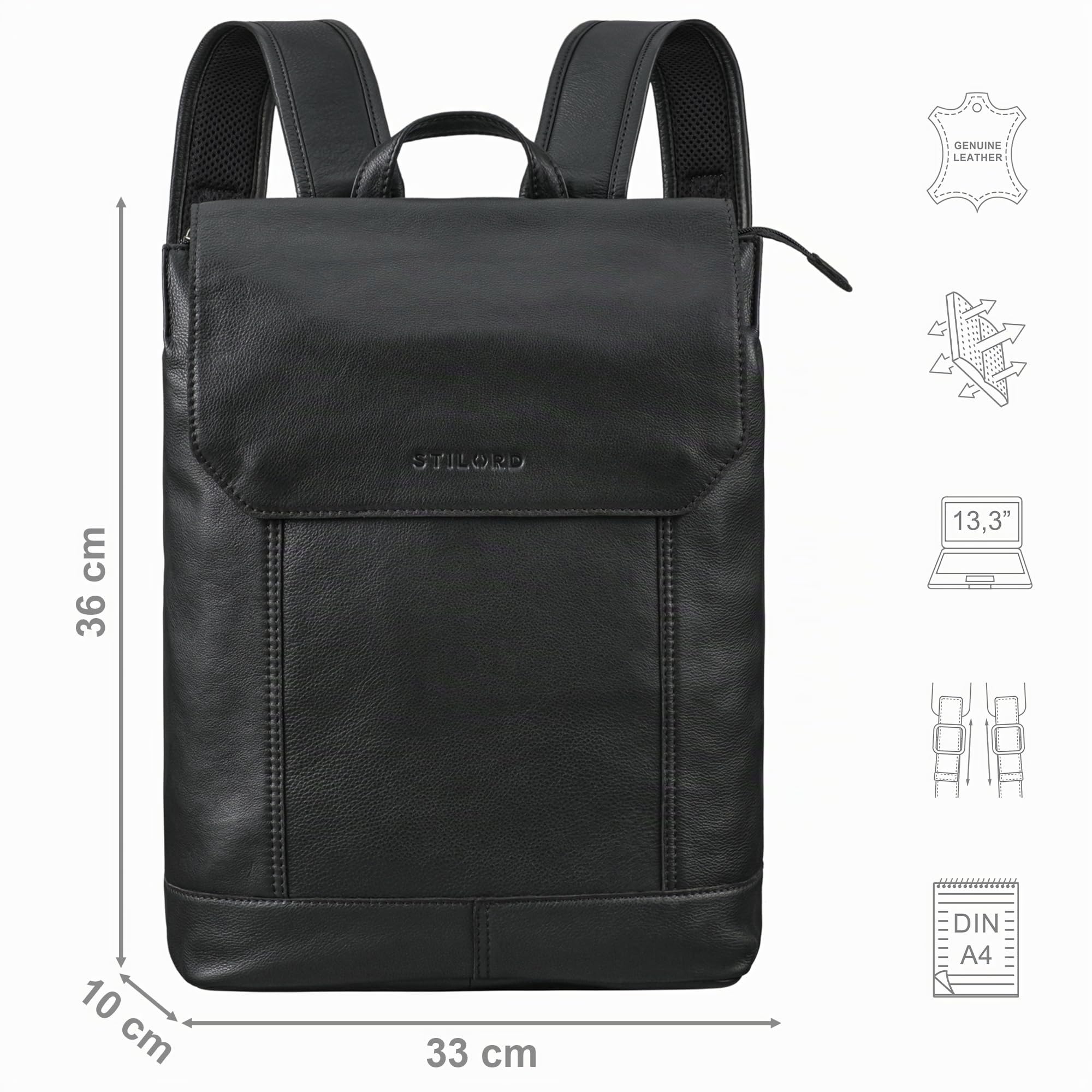 STILORD 'Sage' Vintage Leder-Rucksack für Damen Herren Rucksack Tasche Laptop 13.3 Zoll Echtleder Anti-Diebstahl Backpack für Uni Schule Arbeit