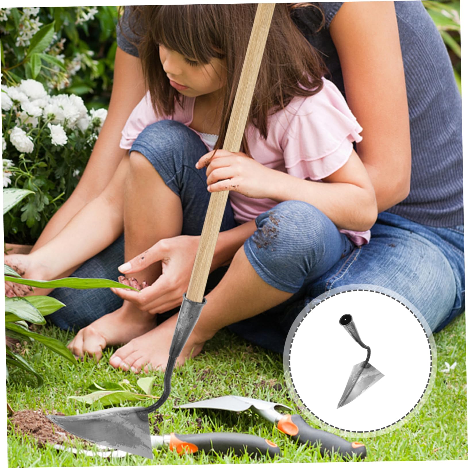 TOYANDONA Houe de Jardin Robuste en Acier Inoxydable, Tête Noire, Joints Renforcés, Multifonction, pour Pépinières et Vergers, Outils de Jardinage