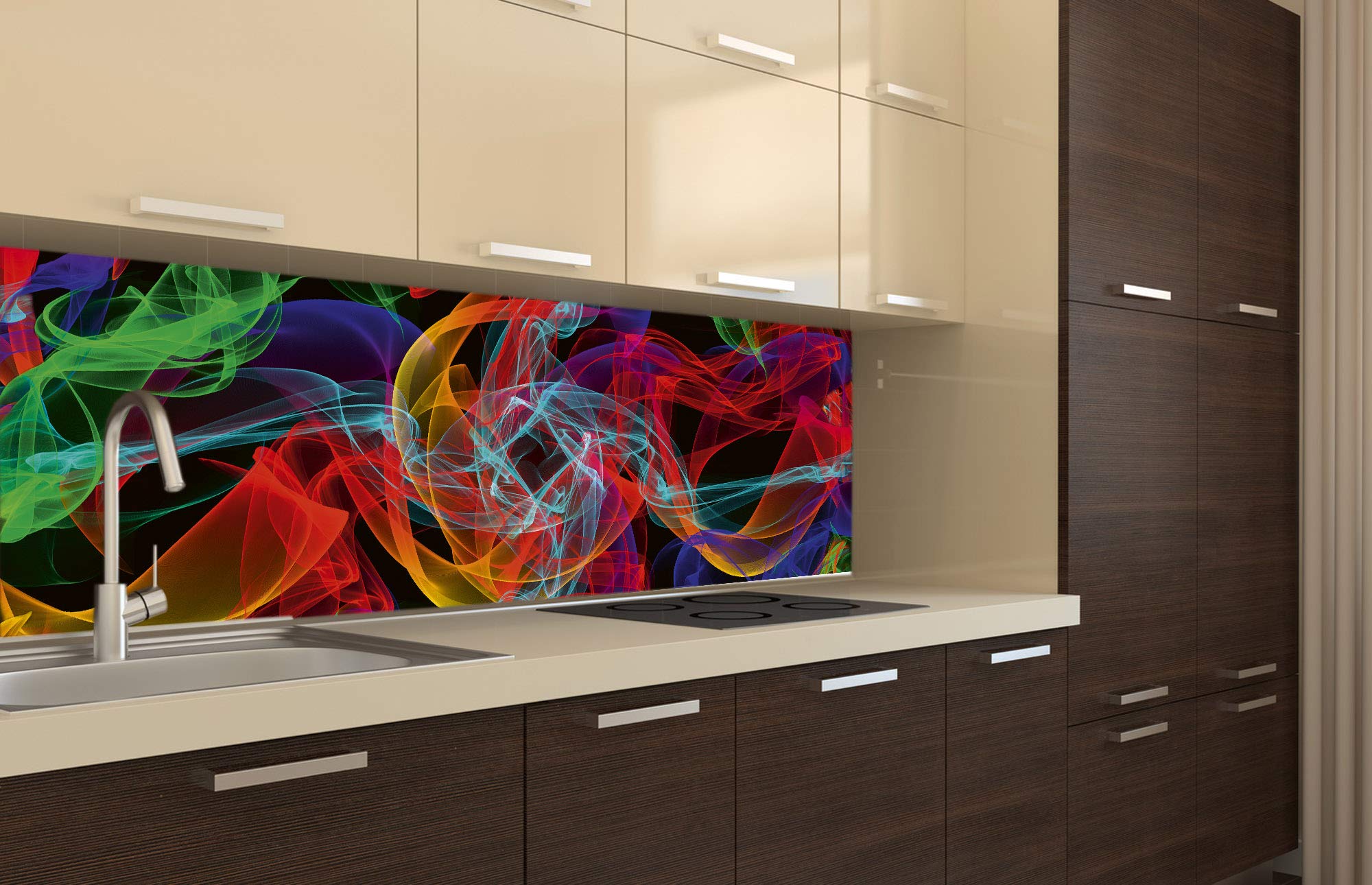 Paraschizzi Adesivo Per Cucina DIMEX LINE – Rosso-nero Con Fiori, 180x60 Cm, Resistente All'acqua E Anticalore (UE)