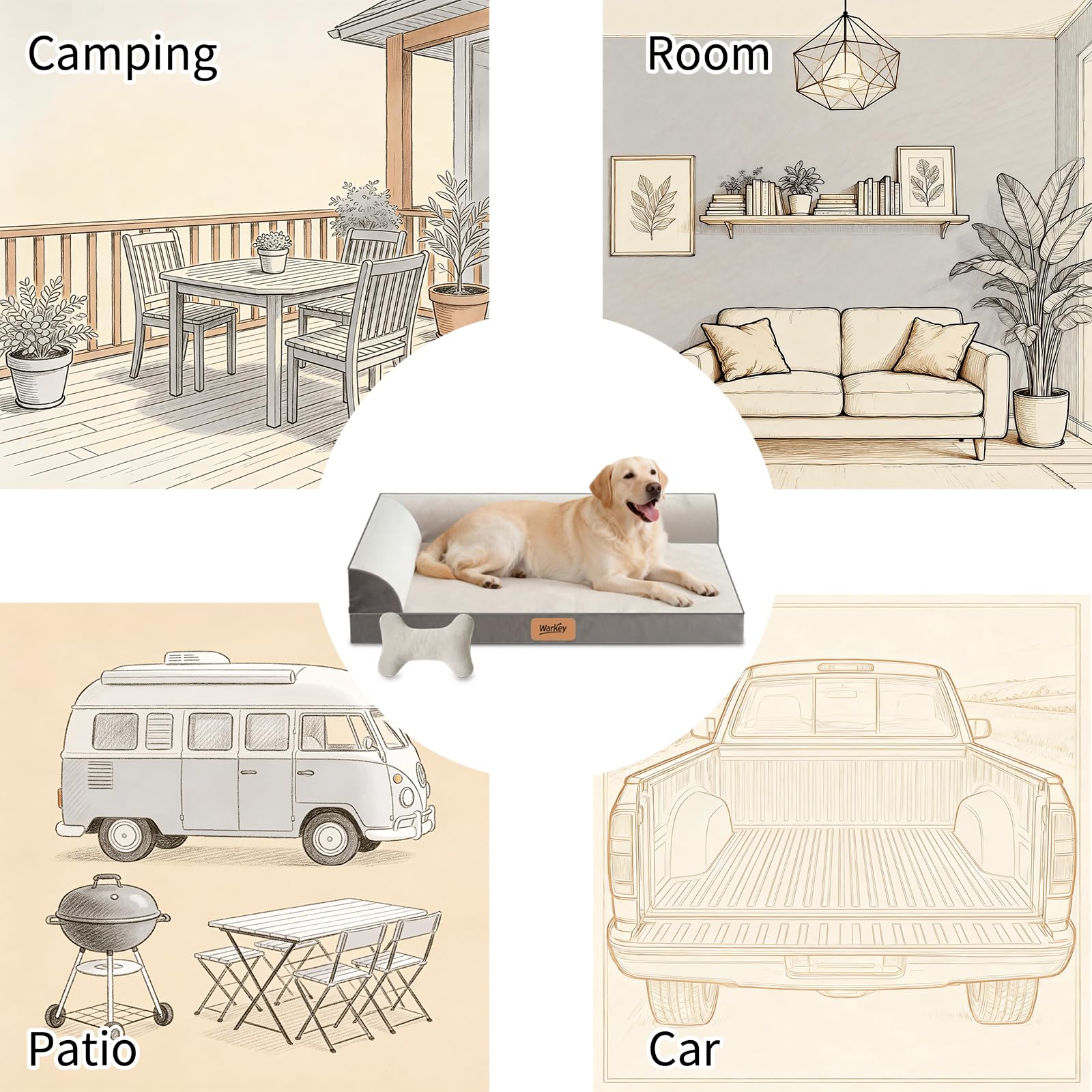 Large Dog Bed with Cooling Gel Memory Foam, Orthopedic Waterproof Pet Bed with Washable Cover & Non-Slip Bottom, Cooling Dog Couch Bed, Size: 40"*31.9 "8.1" - image 8