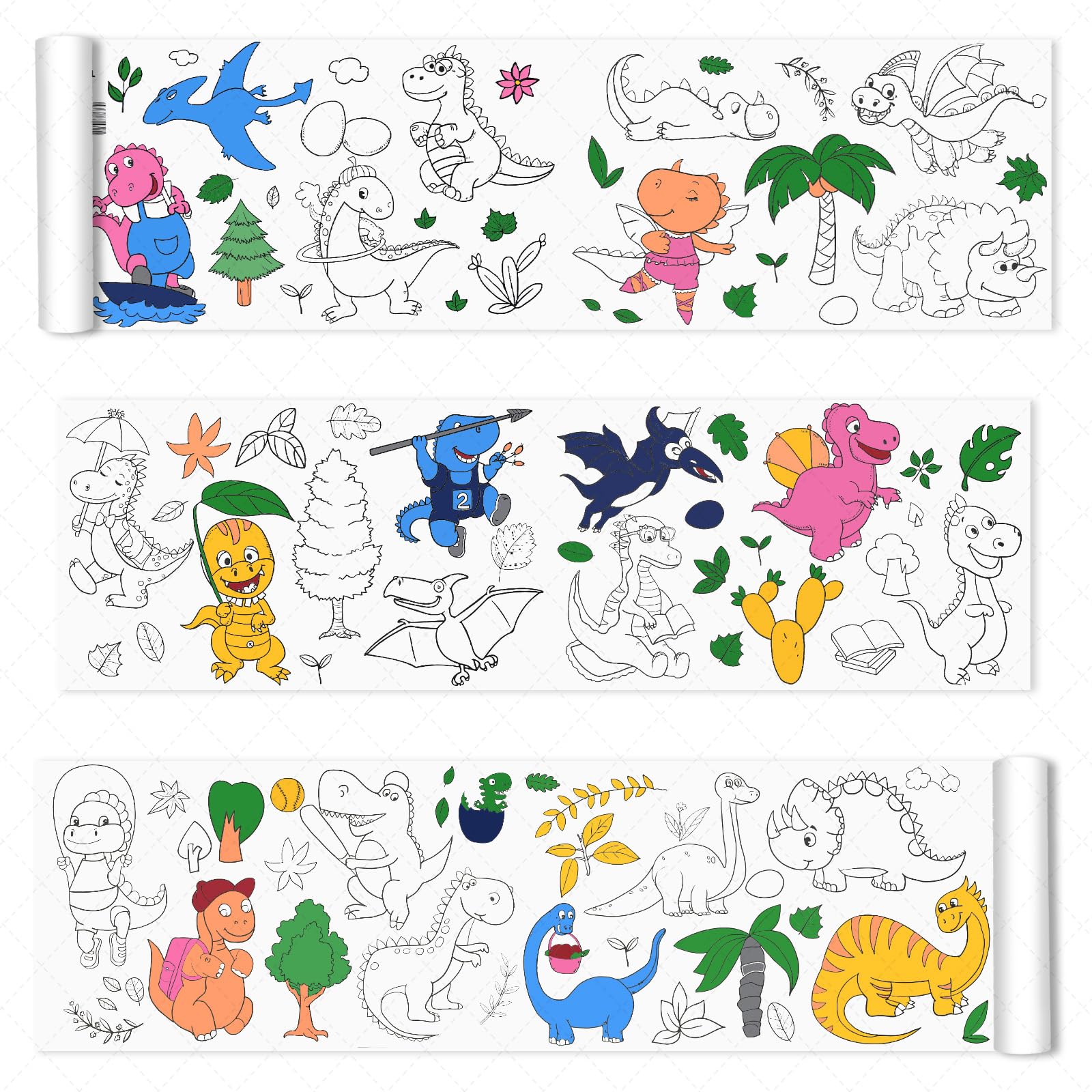 Nicime 118 * 11.8inch Dinosaur Coloring Roll, DIY Drawing Roll, Painting Paper for Classroom Home Wall Supplies Favor (Not Toy)