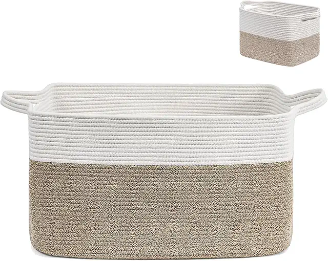 Cesto de Algodón Plegable para Lavandería, Dormitorio y Baño - Marrón 33x25x23cm