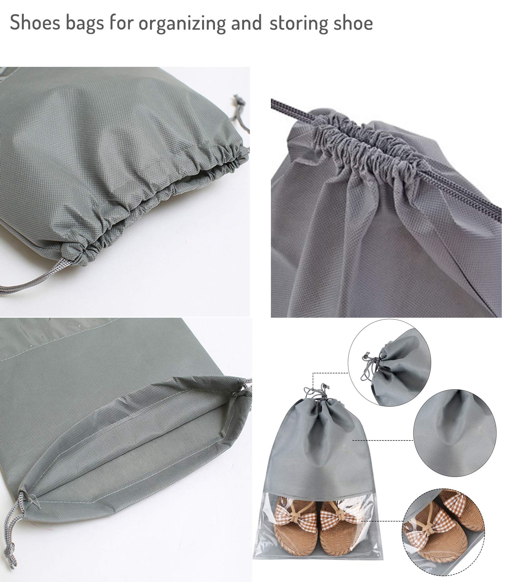 atorakushon® Fabric Shoe Cover Travelling Storage Bag Footwear Wardrobe Organizer Pouch Pack of 18 (Grey) 4