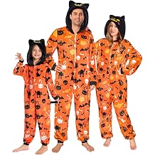 OLAOLA Family Matching Flannel Hooded Onesie for Halloween or Christmas | Soft breathable flannel with side pockets, elasticated wrists and ankles, fun 3D hood, Ideal for Spooky or Festive Season