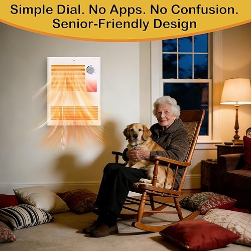 Miniatura 5 de Calentador de pared 9815WH mejorado, calentador eléctrico integrado de 1500 W con termostato ajustable, calentador silencioso para dormitorio,