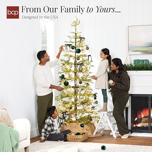 Miniatura 5 de Best Choice Products Árbol de Navidad preiluminado de 6 pies, decoración navideña de pino artificial con 880 puntas de rama, 200 luces LED