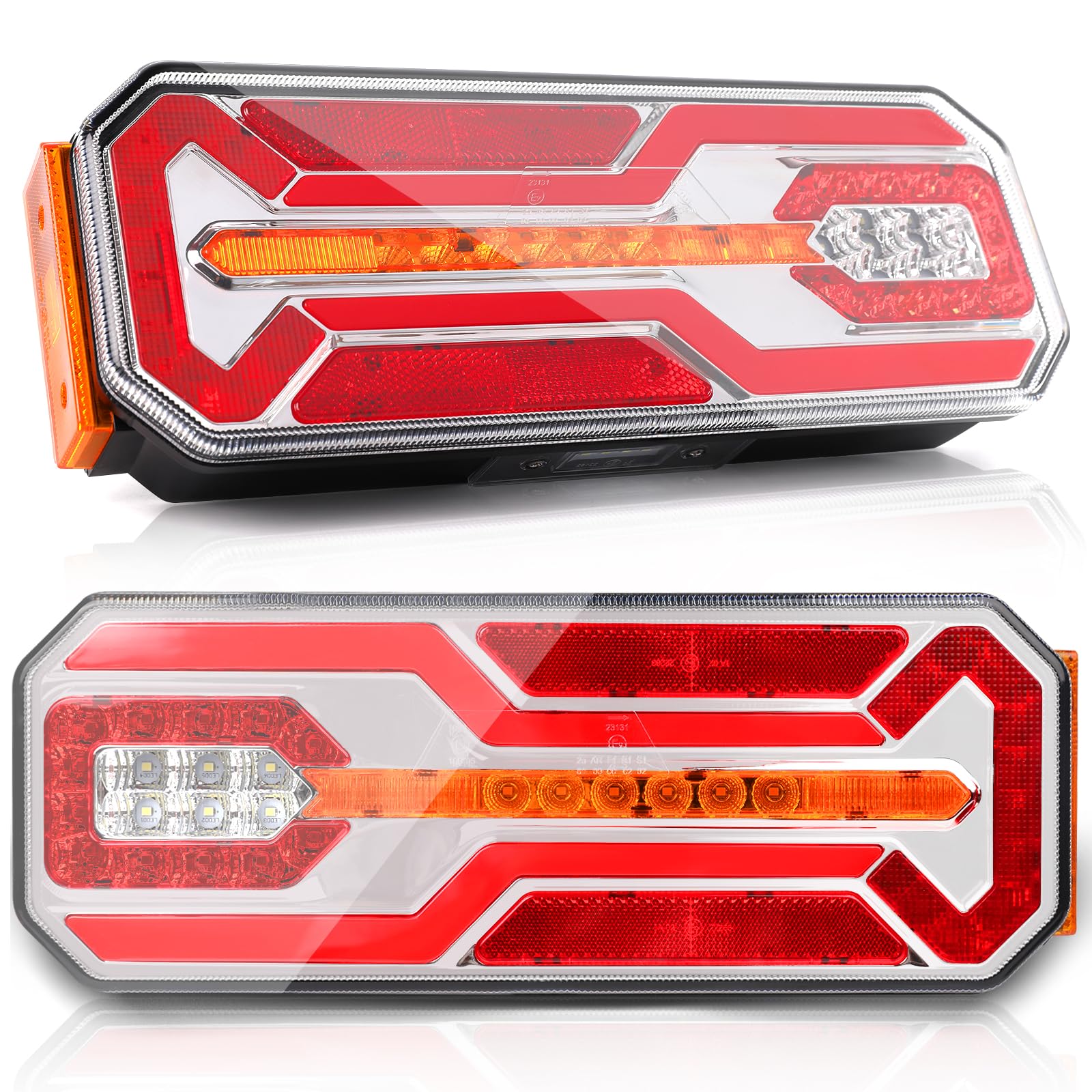 AOHEWEI 2 Feux Arrière LED pour Camions 12V/24V Super Lumineux Étanches - Feux de Position, Clignotants, Stop, Recul, Anti-Brouillard et Marqueurs Latéraux pour Remorques Poids Lourds Caravanes Fourgo