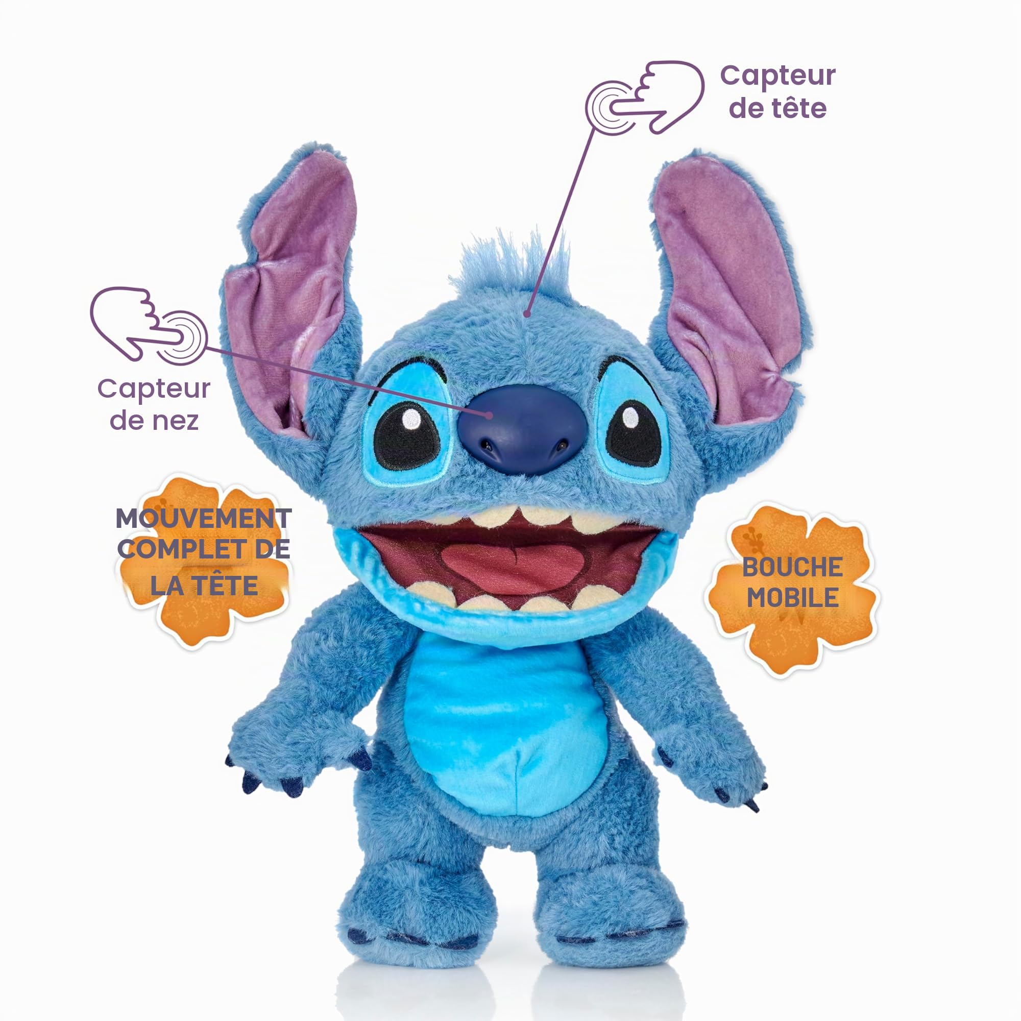WOW! Stuff Disney Chatty Stitch Deluxe Puppetronic, poupée animatronique Interactive avec Plus de 50 Sons, Parle et Bouge, Taille Environ 30 cm, pour Enfants et Adultes