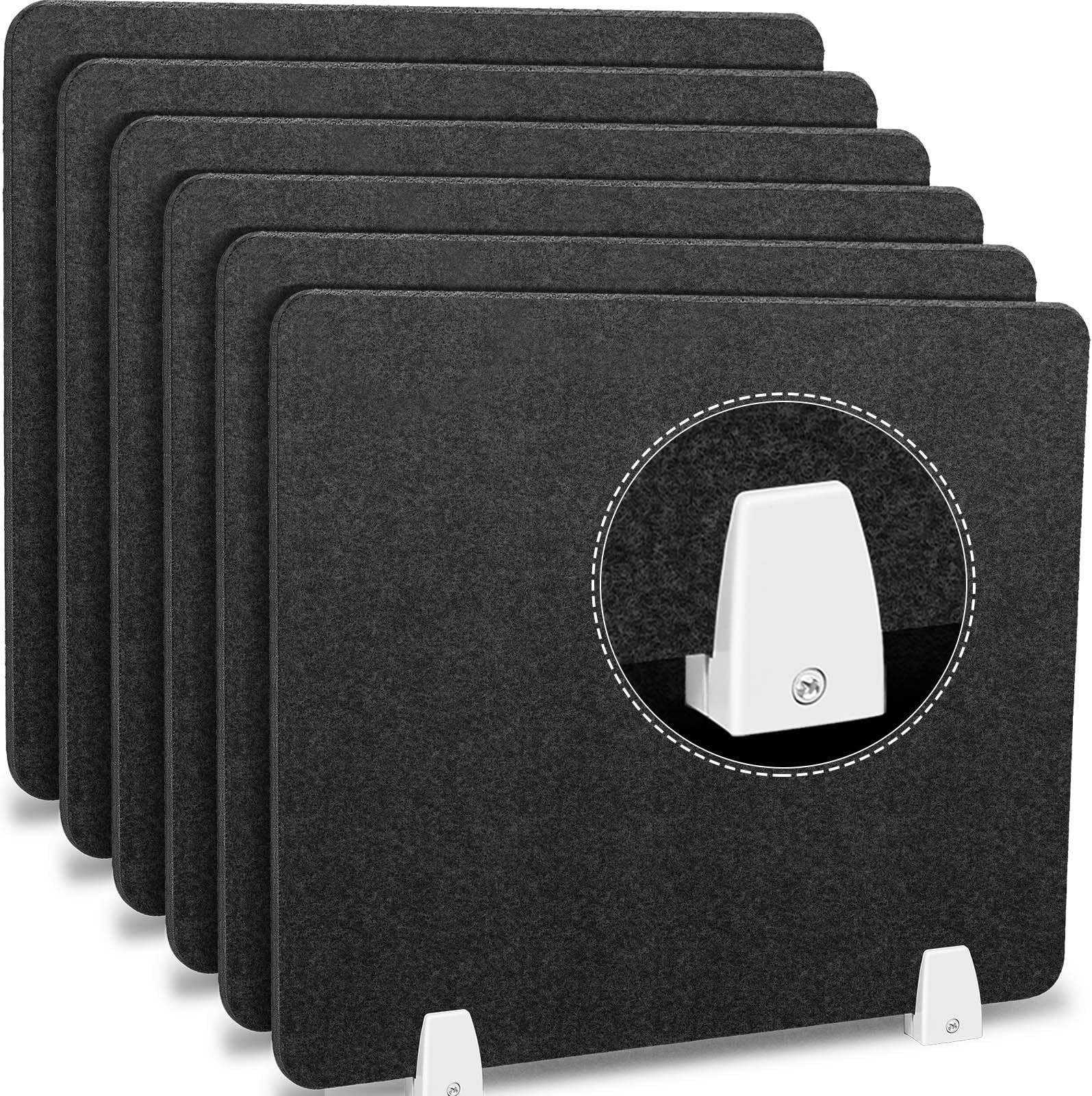 6 Packs Desk Divider Privacy Panel 20 x 24 Inch Acoustic Freestanding Desktop Partition Desk Dividers for Office Student Test Dividers Sound Proof Dividers Reducing Noise Visual Distractions (Black)