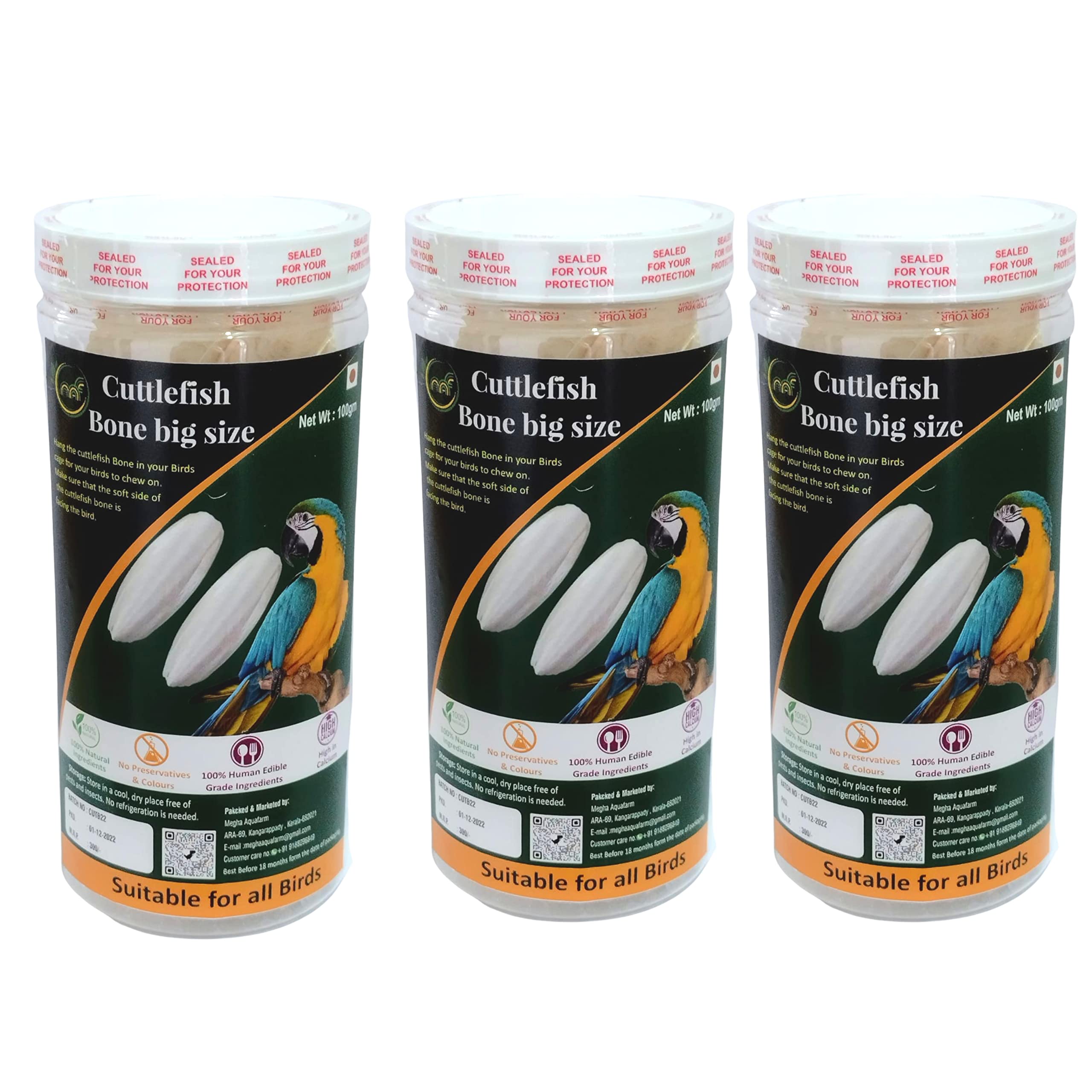 MaF® Cuttlefish Bone for Birds 300 Grams, Birds Natural Calcium Suppliment for Finches, Budgies, Conures, Lovebirds, Cockatiels, African Grey, Macaws, Cockatoo, Eclectus (Pack of 3) (B0BX73ZD9Y) Amazon Price History, Amazon Price Tracker