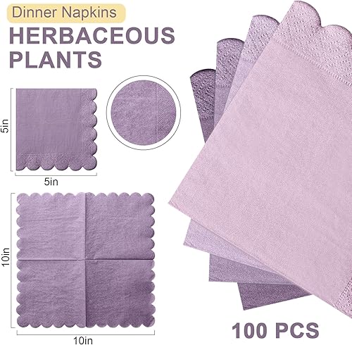 Miniatura 68 de Zhanmai Paquete de 100 servilletas de cóctel de 5 x 5 pulgadas, servilletas festoneadas de papel de color degradado con bordes festoneados, almuerzo