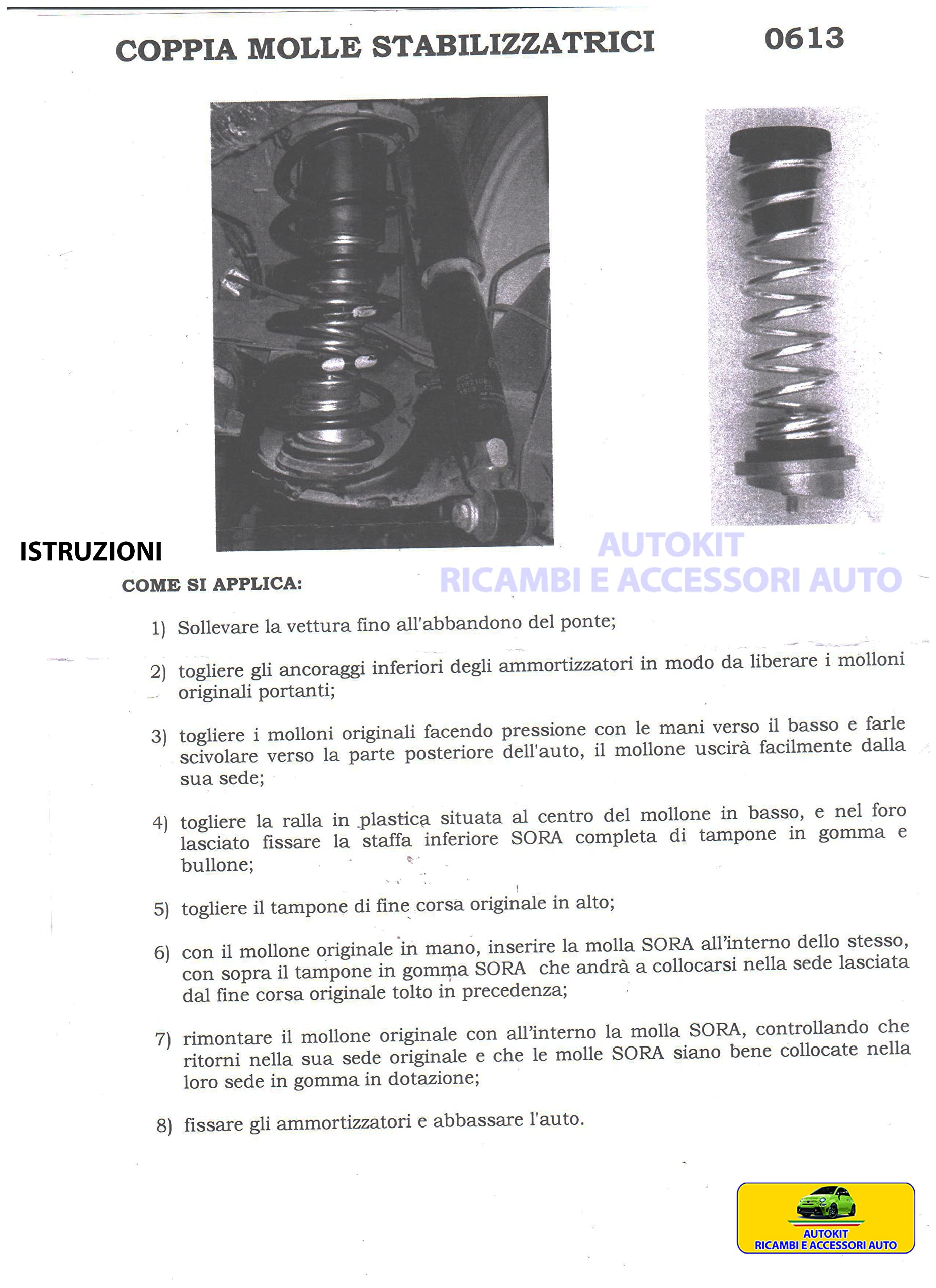 Generico Kit Molle di Rialzo Specifiche COMPATIBILI con FIORINO Prodotti dal 2008 in Poi Rinforzate Stabilizzatrici di Carico - 0613