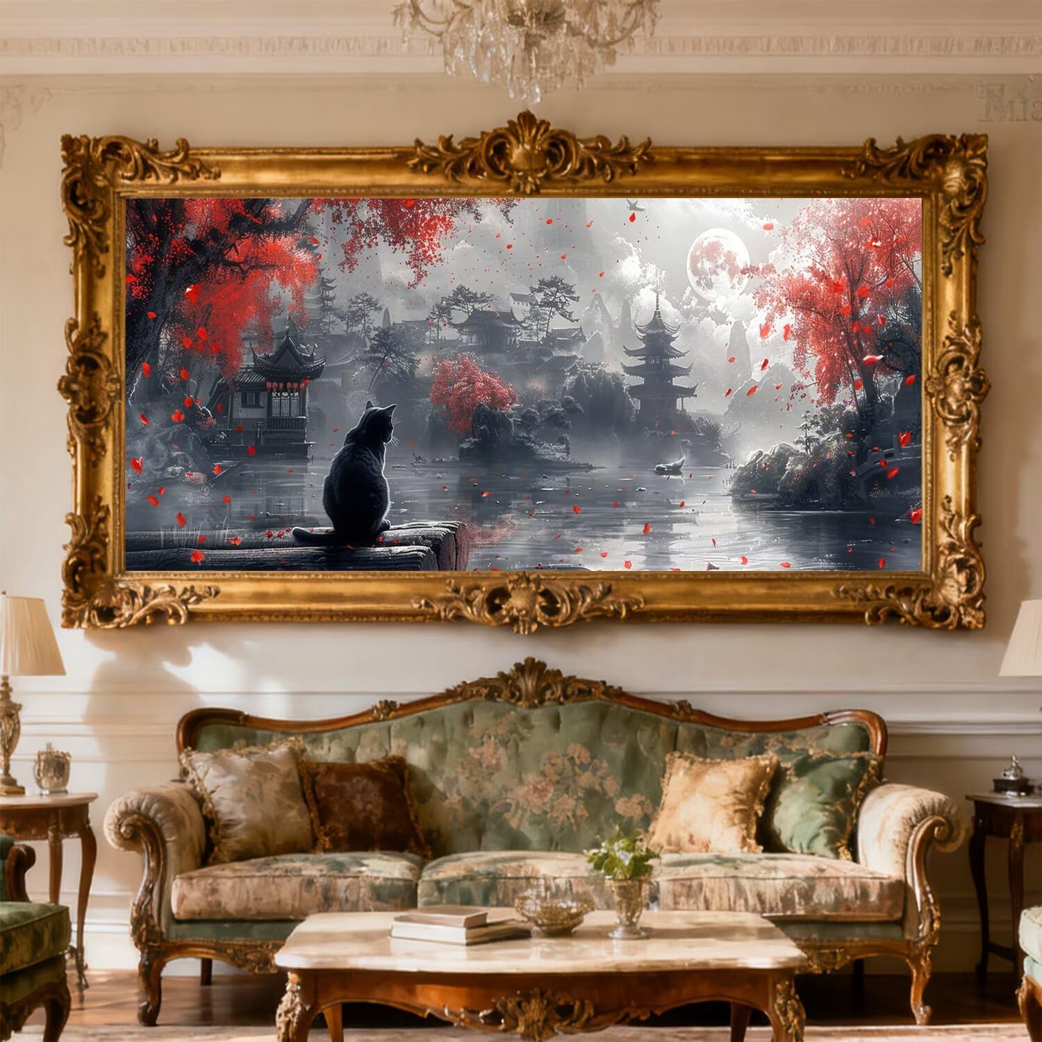 Diamentowe zestawy do malowania diamentowego kota, 119 x 50 cm, duże zestawy do malowania diamentami dla dorosłych, kryształowe zestawy do malowania drzewkiem, rękodzieło, haft krzyżykowy zestaw z