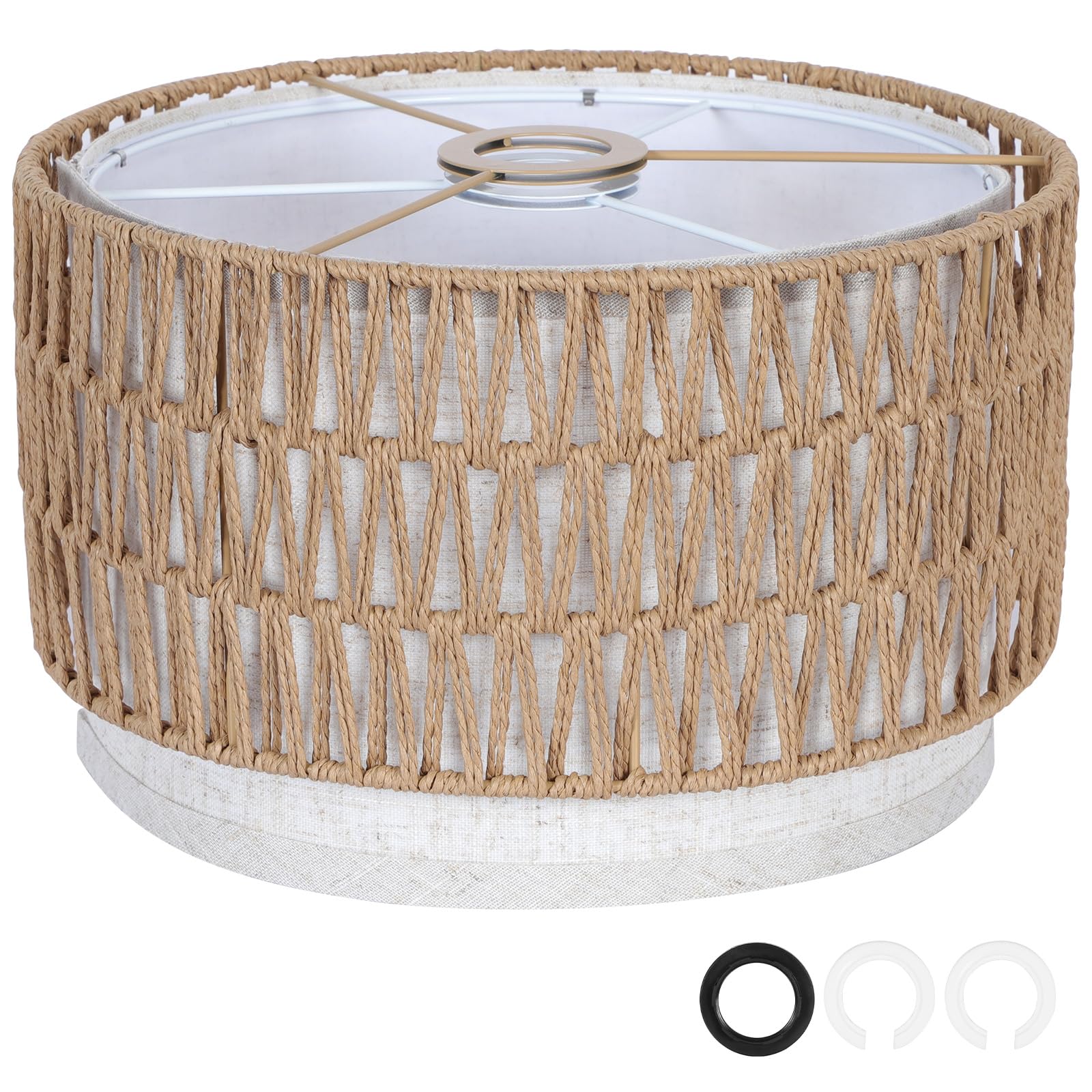 OUTON Boho Lamp Shades for Floor Lamps, 12.5" Top x12.5 "Bottom x 7.5 ...