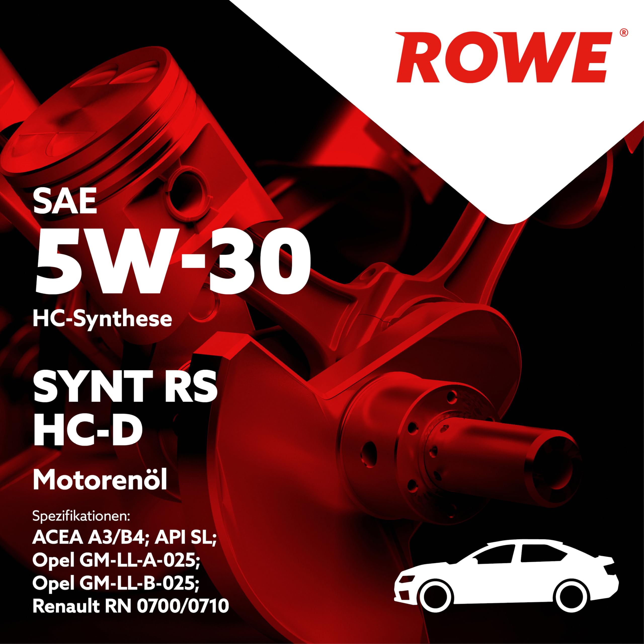 ROWE HIGHTEC SYNT RS HC-D SAE 5W-30, 5 Liter, HC-Synthese-Leichtlauföl | Synthetisches Energiesparöl für moderne Otto- und Dieselmotoren ohne Partikelfilter, Art. Nr. 20060