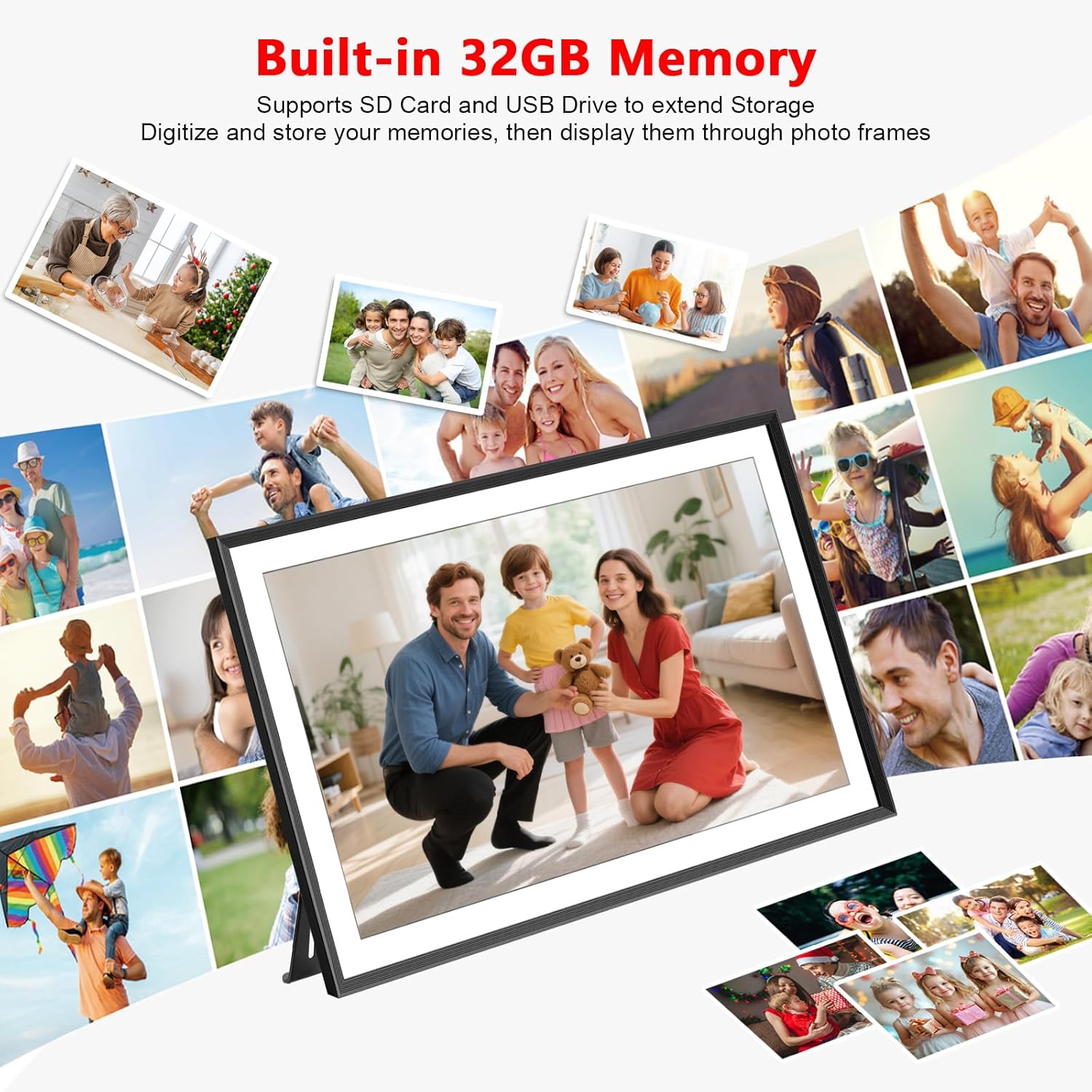 FRAMEO 15.6 Inch 32GB Large Digital Photo Frame, Digital Picture Frame WiFi, IPS HD Touch Screen, Photo Frame with Auto-Rotate Instant Share Photo/Video Sharing via Frameo App, Gift for Mom