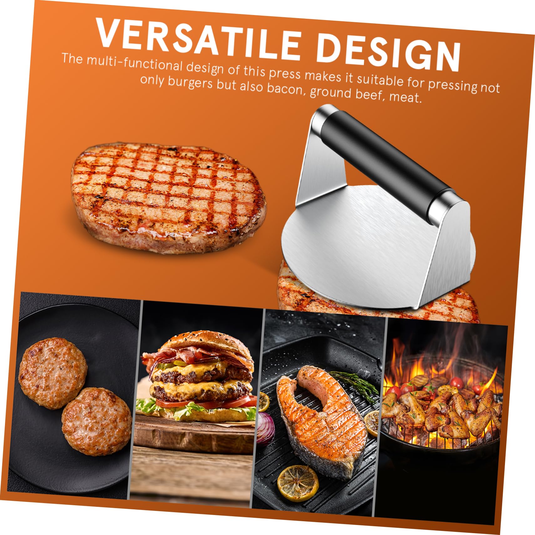 Sosoport Burger Press with Ergonomic Handle for Easy Patty Making Compact Griddle Press for Quick Cooking Hamburger Press Patty Maker for BBQ and Grilling