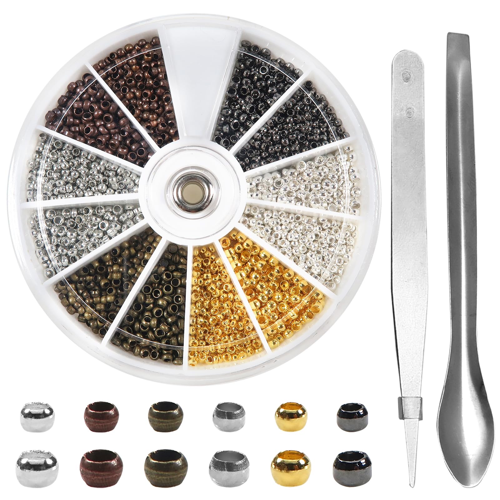 200 Calotte Per Perline A Crimpare In Ottone - 6 Mm Oro E Argento Per Gioielli Fai Da Te