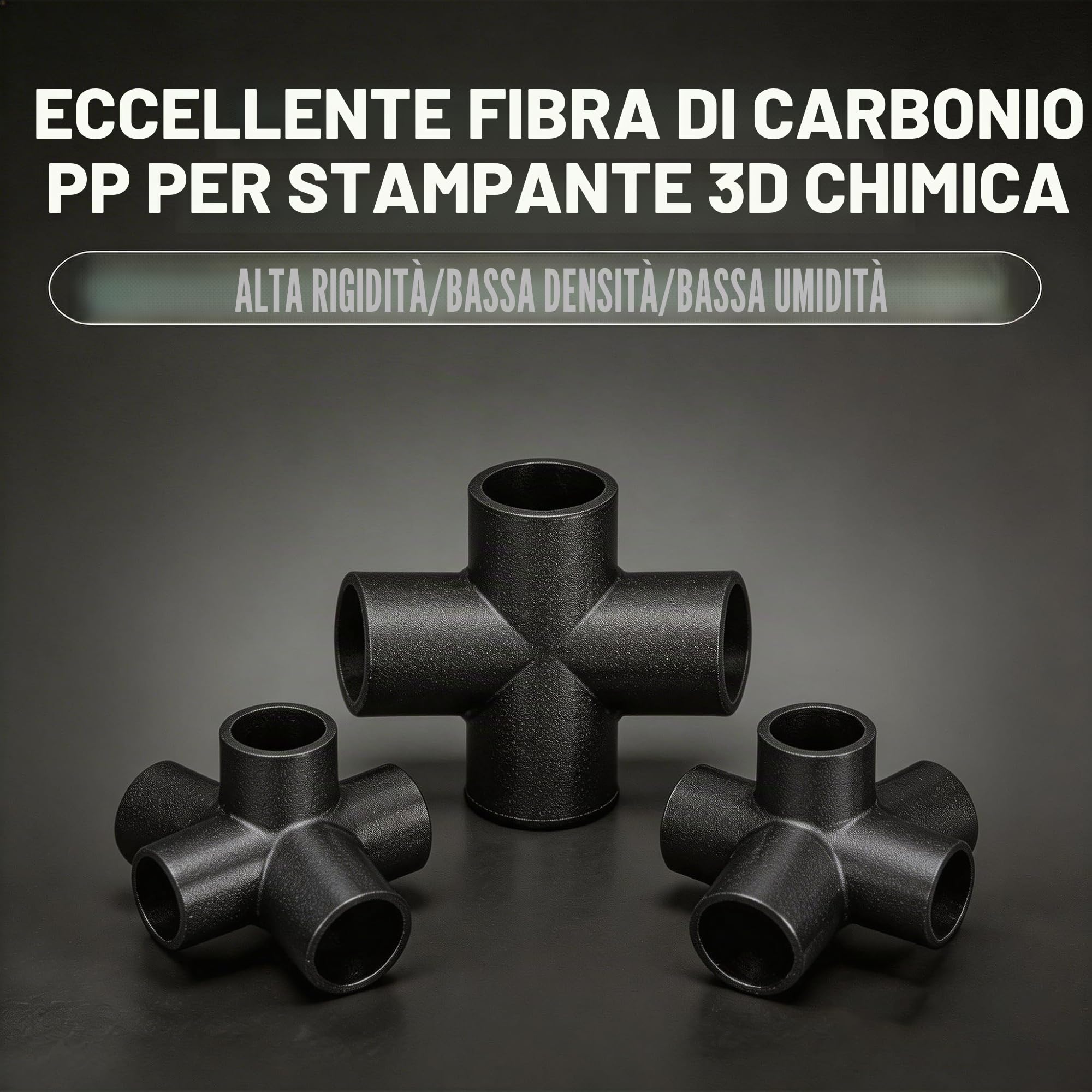 Filamento in polipropilene e fibra di carbonio da 1,75mm, senza deformazioni e senza umidità, compatibile con Bambu LAB, QIDI MAX3, FLASHFORGE Adventurer 5M stampante 3D, 700 g, Nero