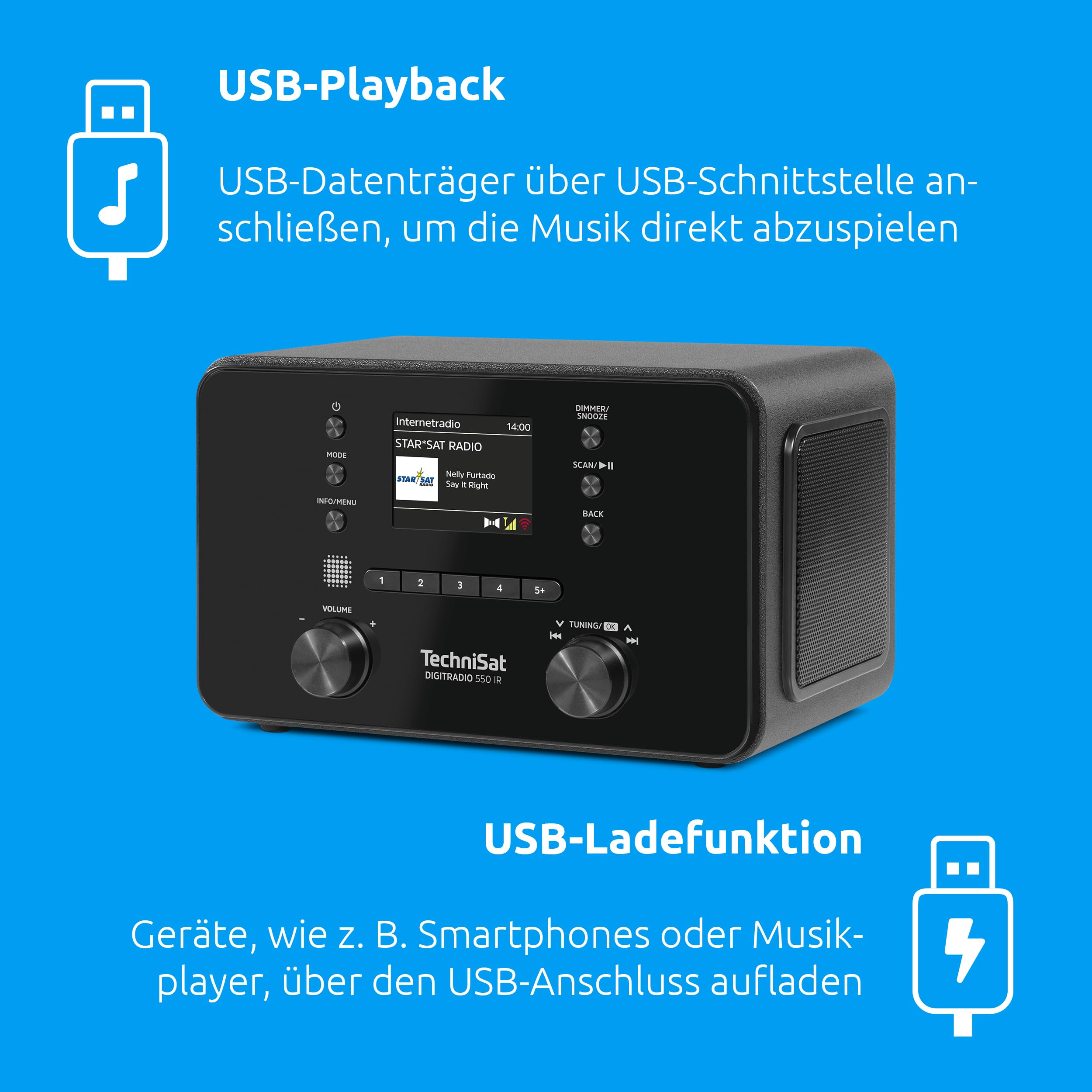 TechniSat DIGITRADIO 550 IR Internetradio DAB+ UKW WLAN Bluetooth Farbdisplay Fernbedienung App-Steuerung 10 Watt RMS