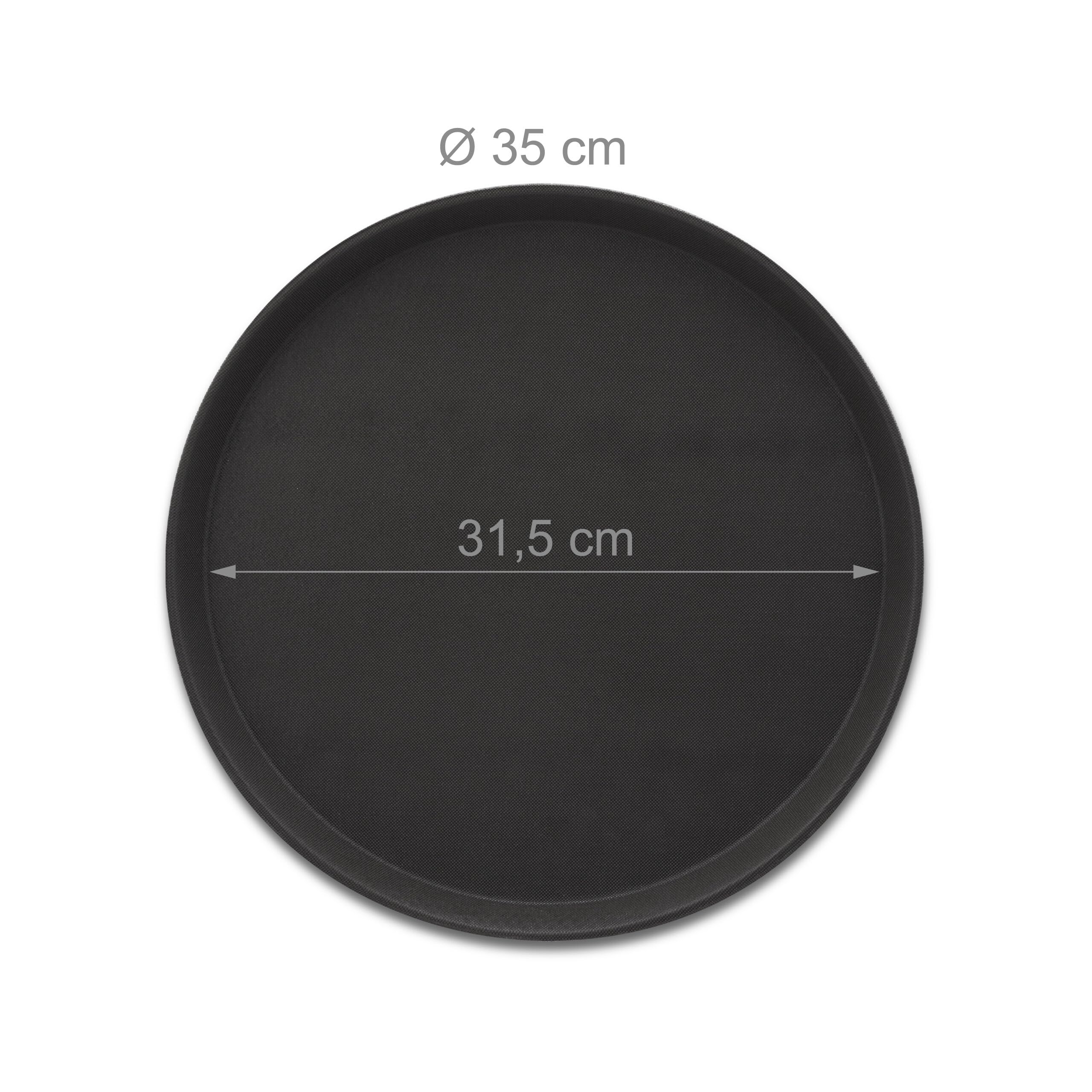 Relaxdays Set of 5 Serving Tray Bandejas Camarero, Pack de 5, Antideslizantes, Redondas, para Bar y Restaurante, Ø 35 cm, Plástico, Negro