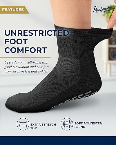 Miniatura 9 de Calcetines de tobillo para diabéticos para hombres y mujeres con empuñaduras  6 pares de calcetines de 14 de largo ancho antideslizantes para