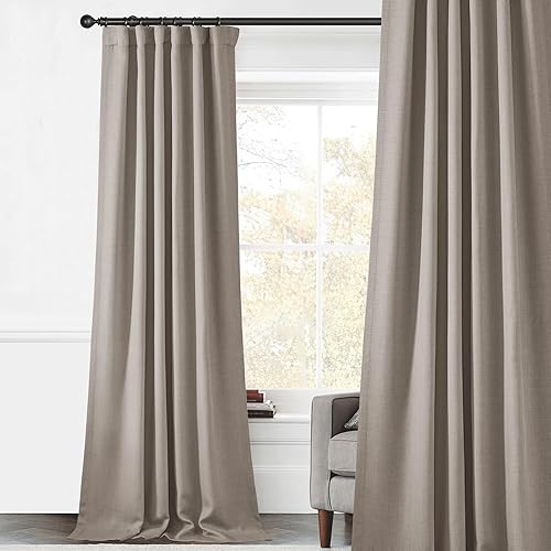 StangH Cortinas de lino 100% opacas con pestaña trasera para dormitorio, doble capa pesada insonorizada, tratamientos de ventana de privacidad,
