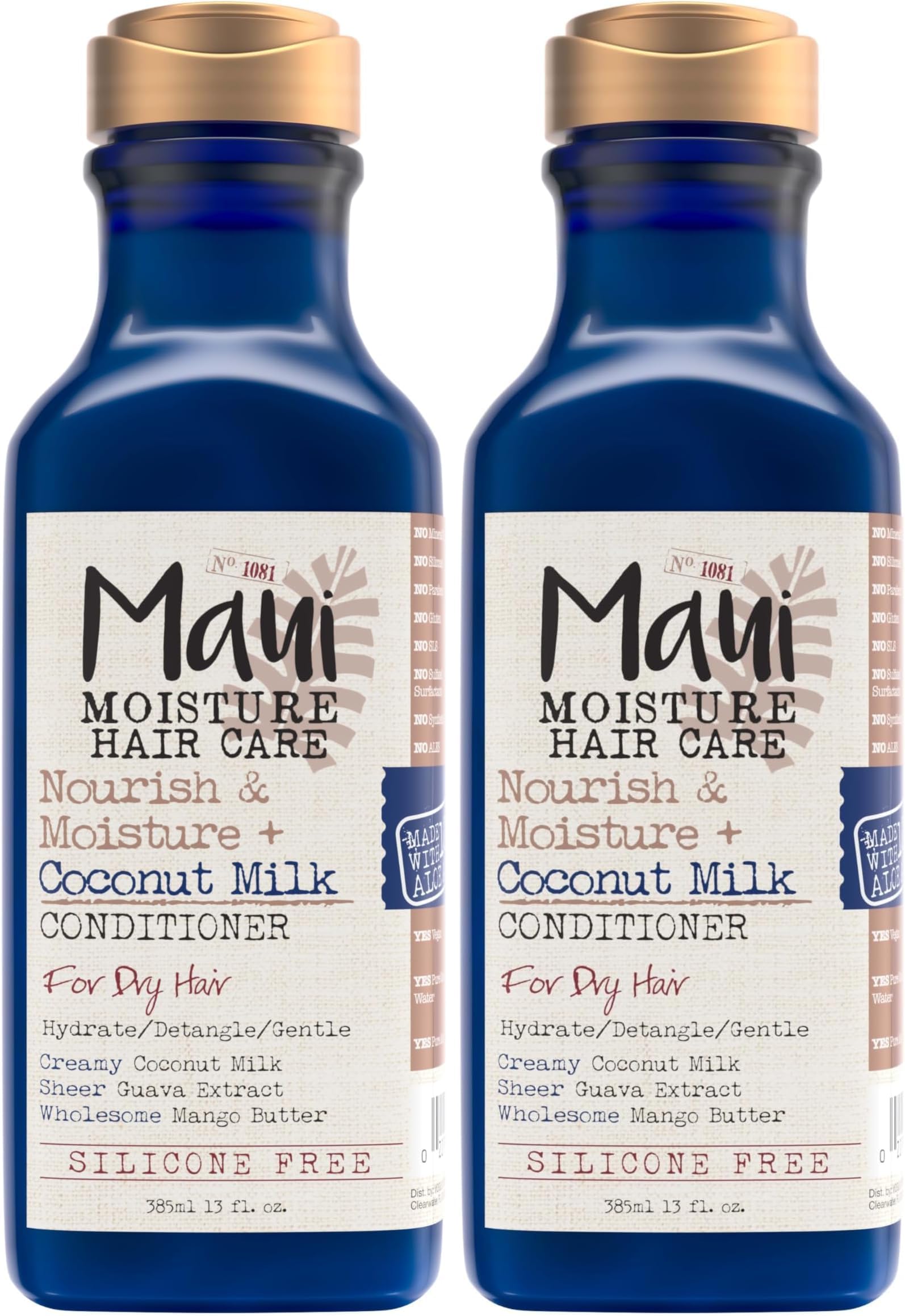 Nourish & Moisture + Coconut Milk Conditioner to Hydrate and Detangle Curly Hair, Lightweight Daily Moisturizing Conditioner, Vegan, Silicone & Paraben-Free, 13 fl oz (Pack of 2)