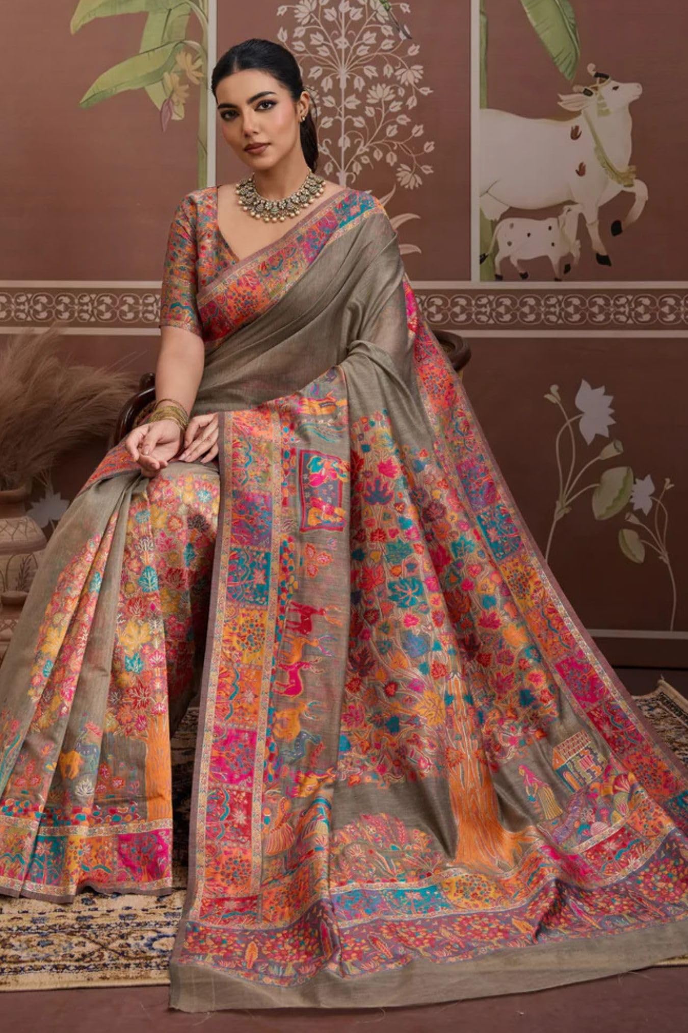 SGF11 Women's Soft Cotton Linen Silk Saree With Unstitched Blouse Piece product image 5