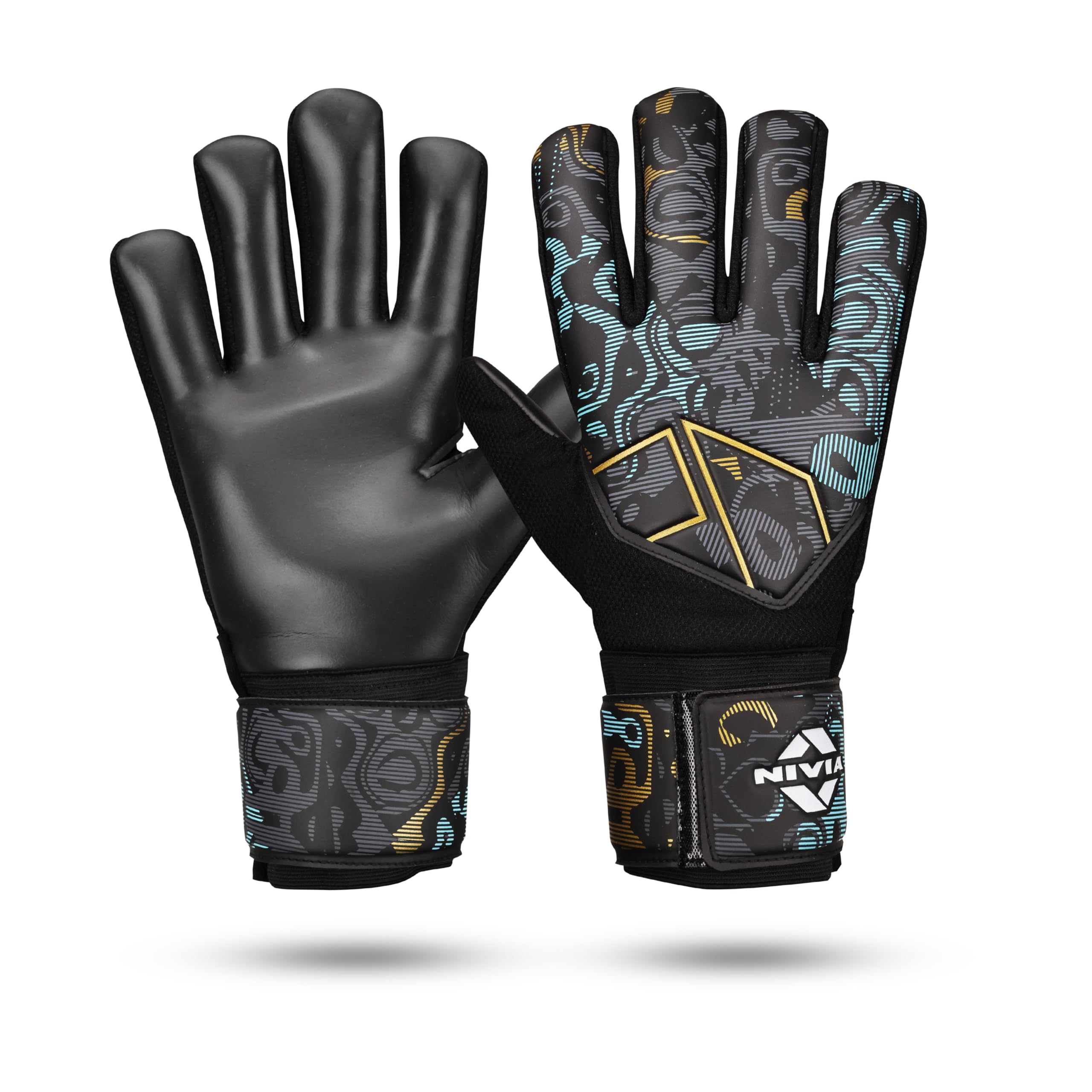Nivia Safari Goalkeeper Gloves for Men, 4mm Latex Palm Grip, Negative Cut with Finger Protection Strips, Professional Match Gloves for Goalkeeping Training and Matches (Black, S)-image-46