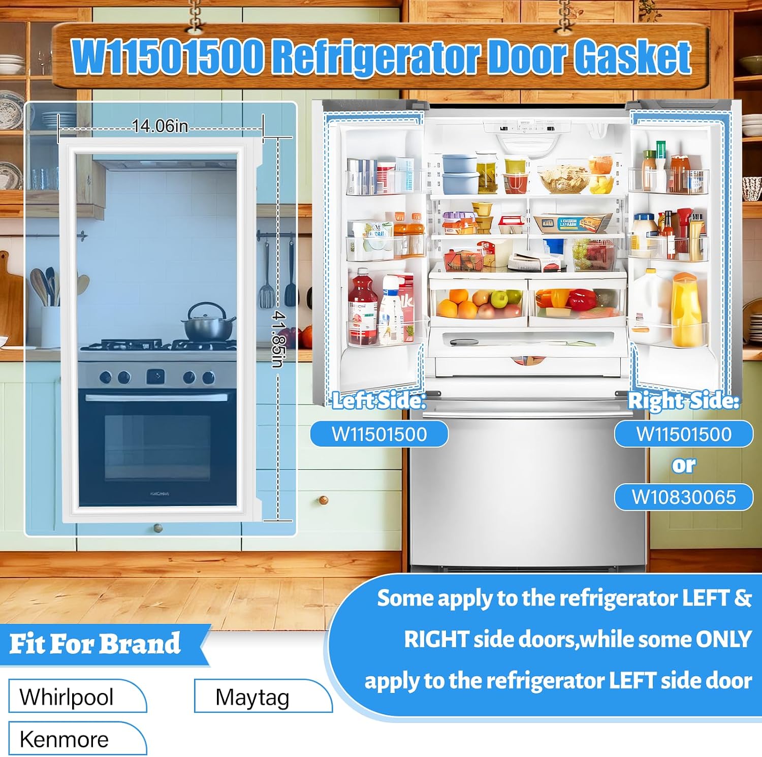 Upgraded W11501500 Refrigerator Door Seal Compatible with Whirlpool Refrigerator Door Gasket W10163993 W10165975 W10443239 Kenmore Refrigerator Door Gasket Seal Maytag Fridge Door Seal White Door Seal