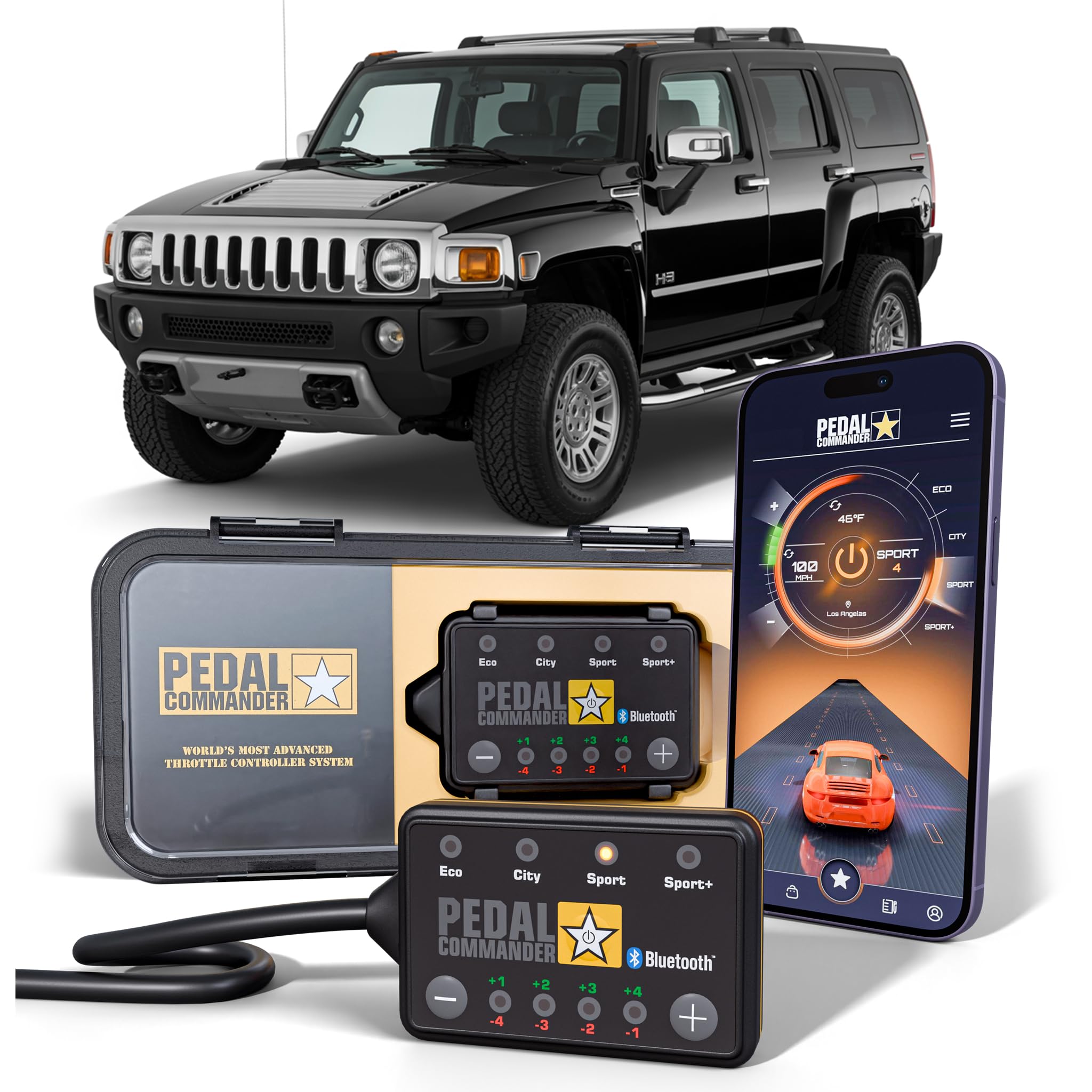 PEDAL COMMANDER for Hummer H3 2007-2010 Throttle Response Controller - Plug-and-Play, 4 Driving Modes, Throttle Controller Performance Parts, App Control, H3 Accessories