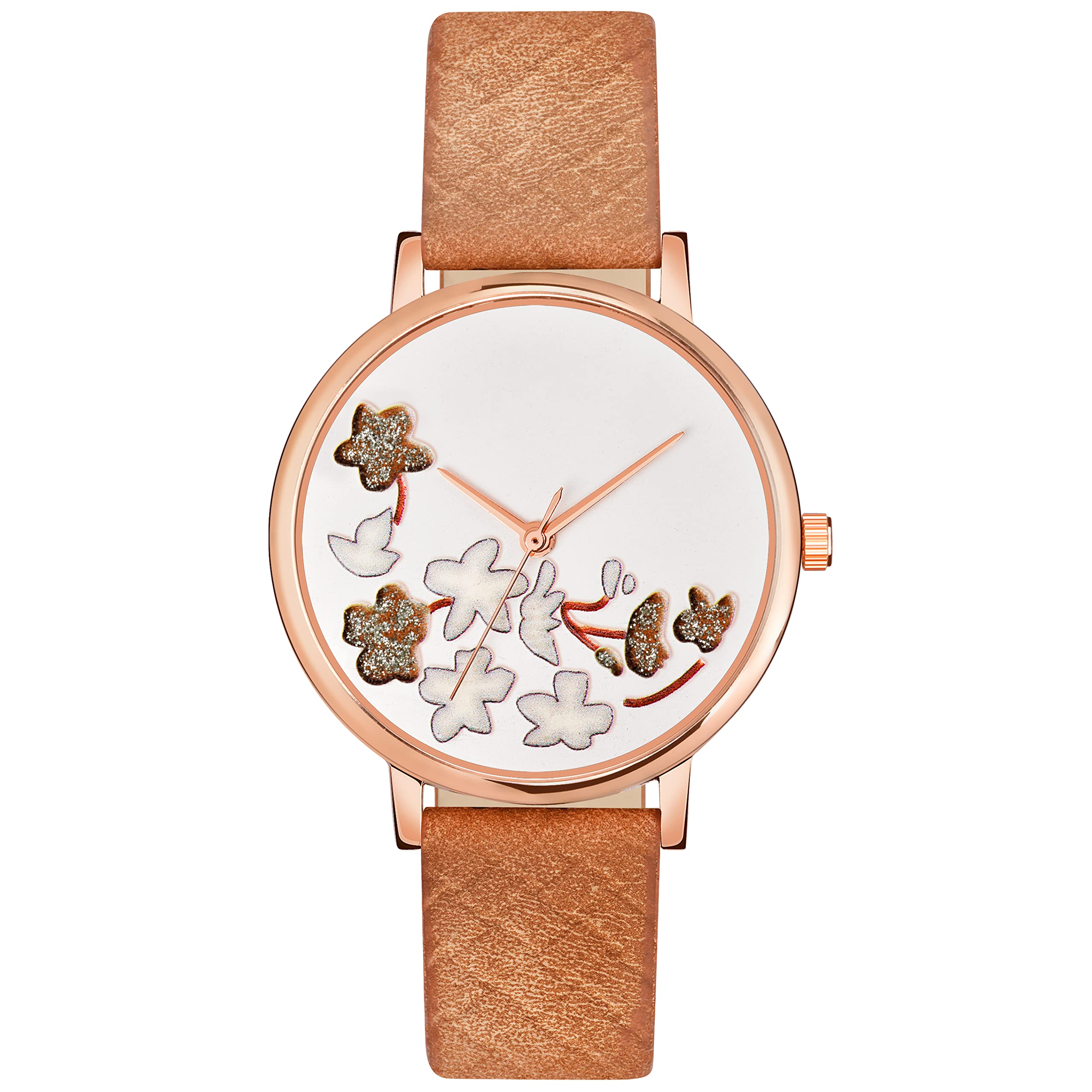 Watch City Analogue Watch for Women and Girl Stainless Steel Round Dial and Leather Belt for Wedding Party Casual (Brown) (B0B2PNBBMJ) Amazon Price History, Amazon Price Tracker