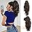 FLUFYMOOZ Ponytail Extension, 18 Inch Claw Clip Ponytail Extension, Wavy Curly Claw Clip in Ponytail Hair Extensions, Natural Fake Ponytail Synthetic Hairpiece for Women (Chocolate Brown with Blonde Highlights)